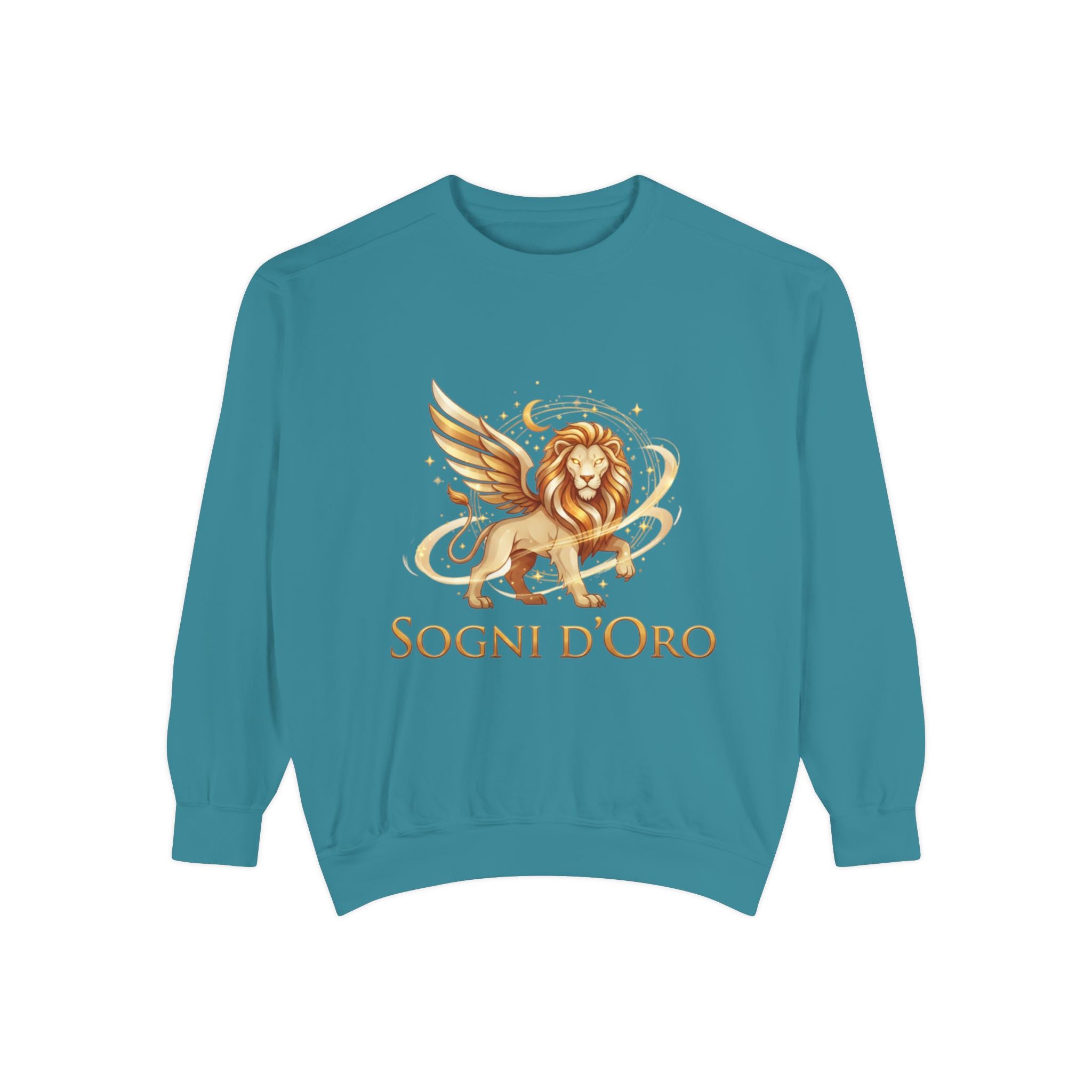 Altın Kanatlı Aslan Sweatshirt — "Sogni d'Oro" Rüya Gibi İtalyan Esintili Yuvarlak Yaka