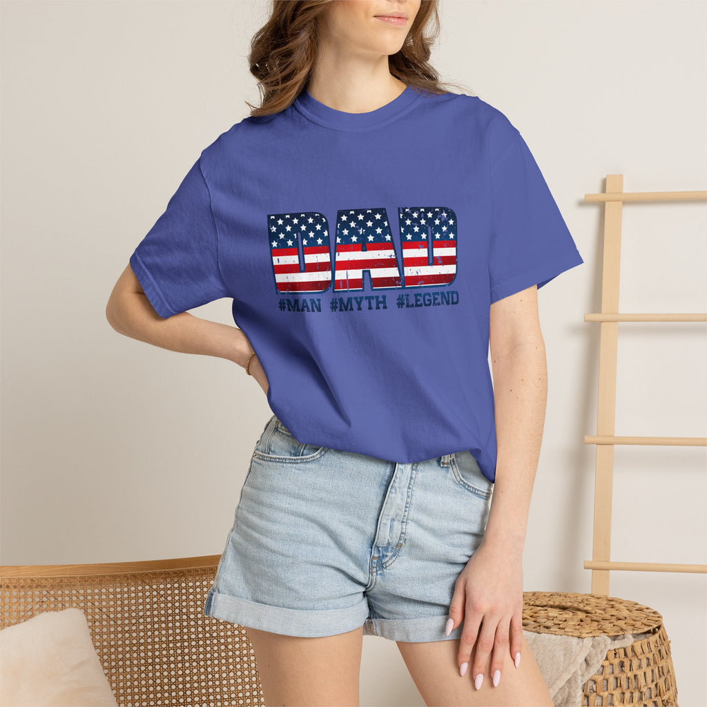 Dad Patriotic T-Shirt - "DAD" American Flag Design (#Man #Myth #Legend)