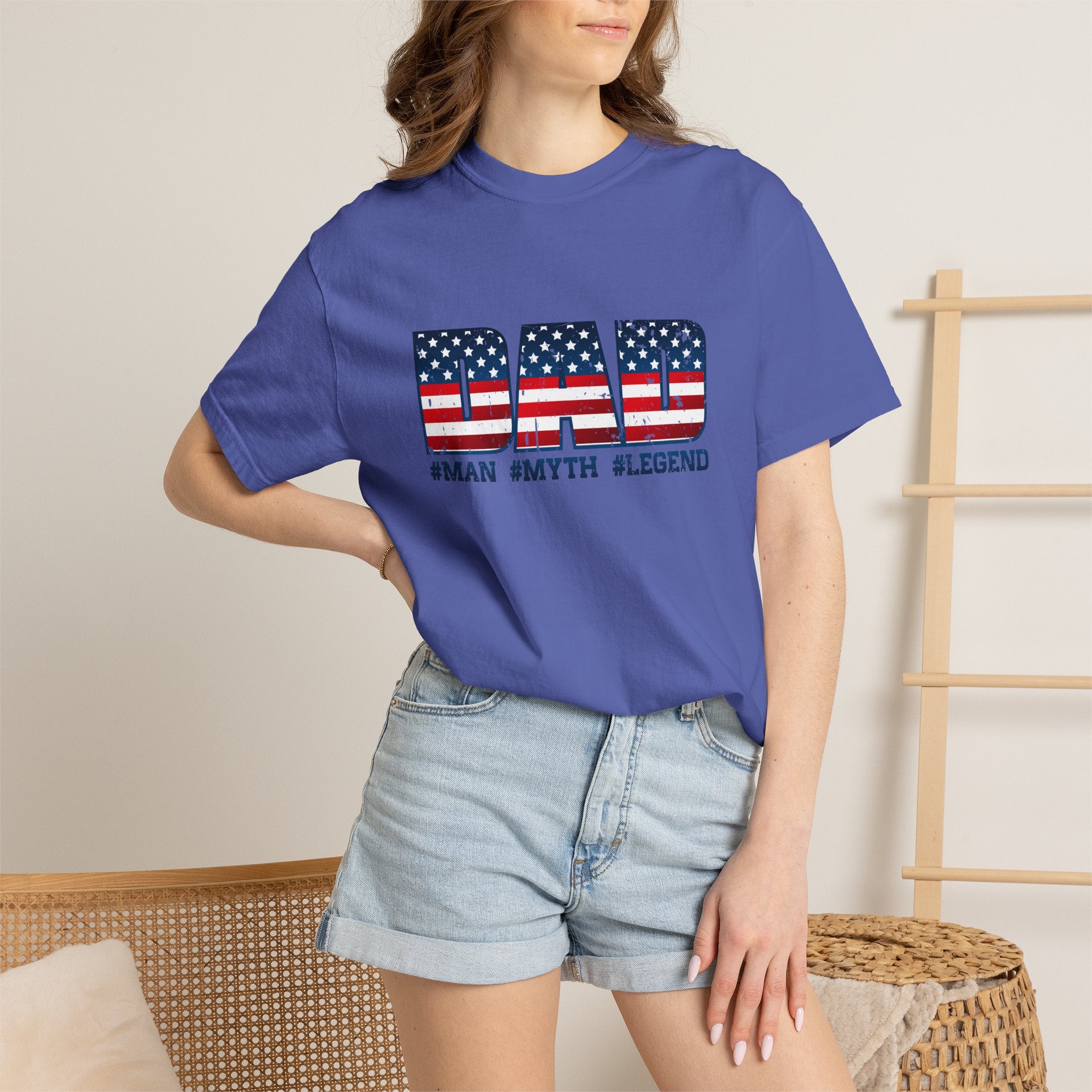 Dad Patriotic T-Shirt - "DAD" American Flag Design (#Man #Myth #Legend)