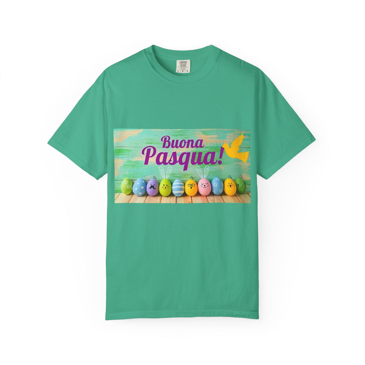 Easter T-Shirt — "Buona Pasqua" Colorful Bunny Eggs Graphic
