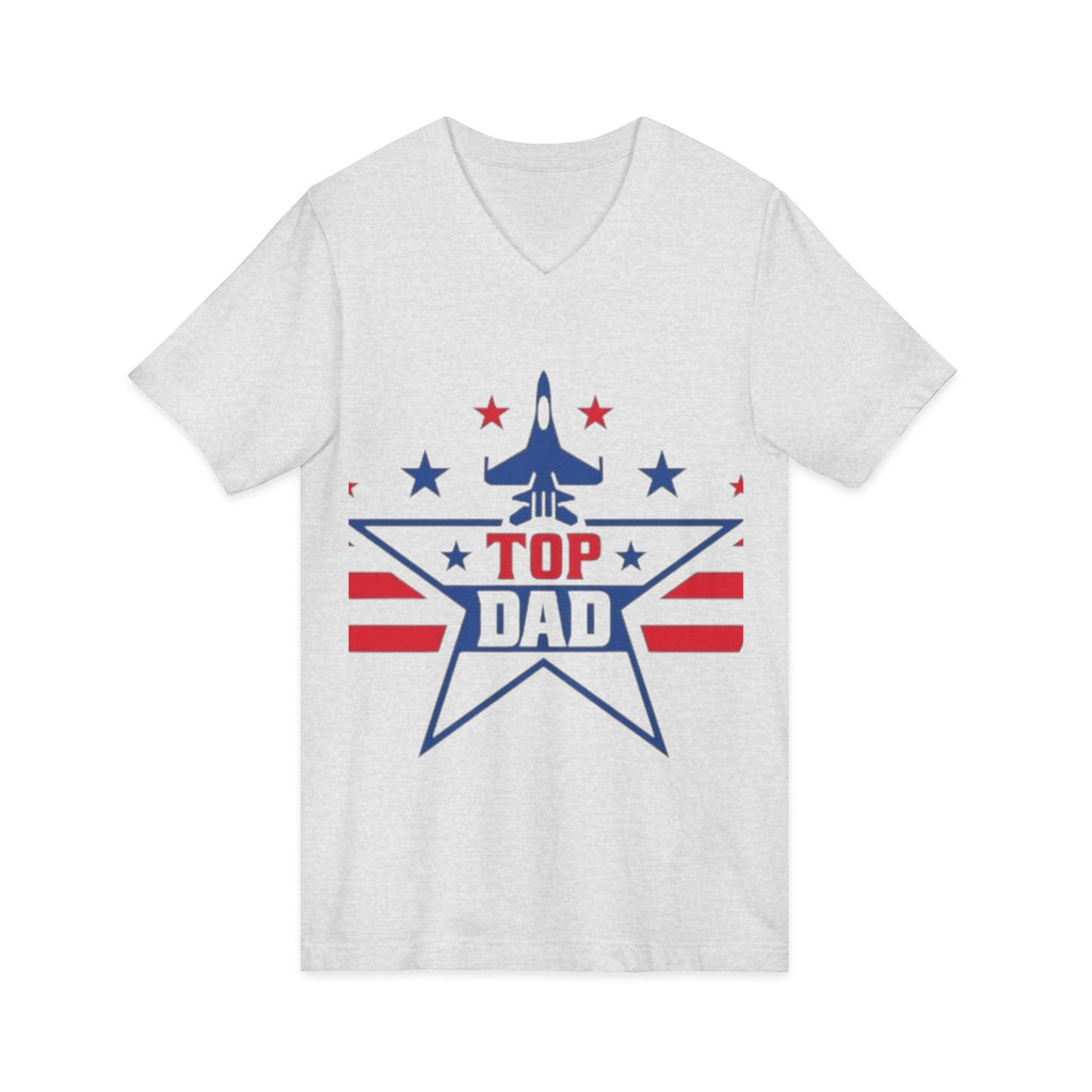 Top Dad V-Neck Tee — Patriotic Jet Star Fathers Day T-Shirt