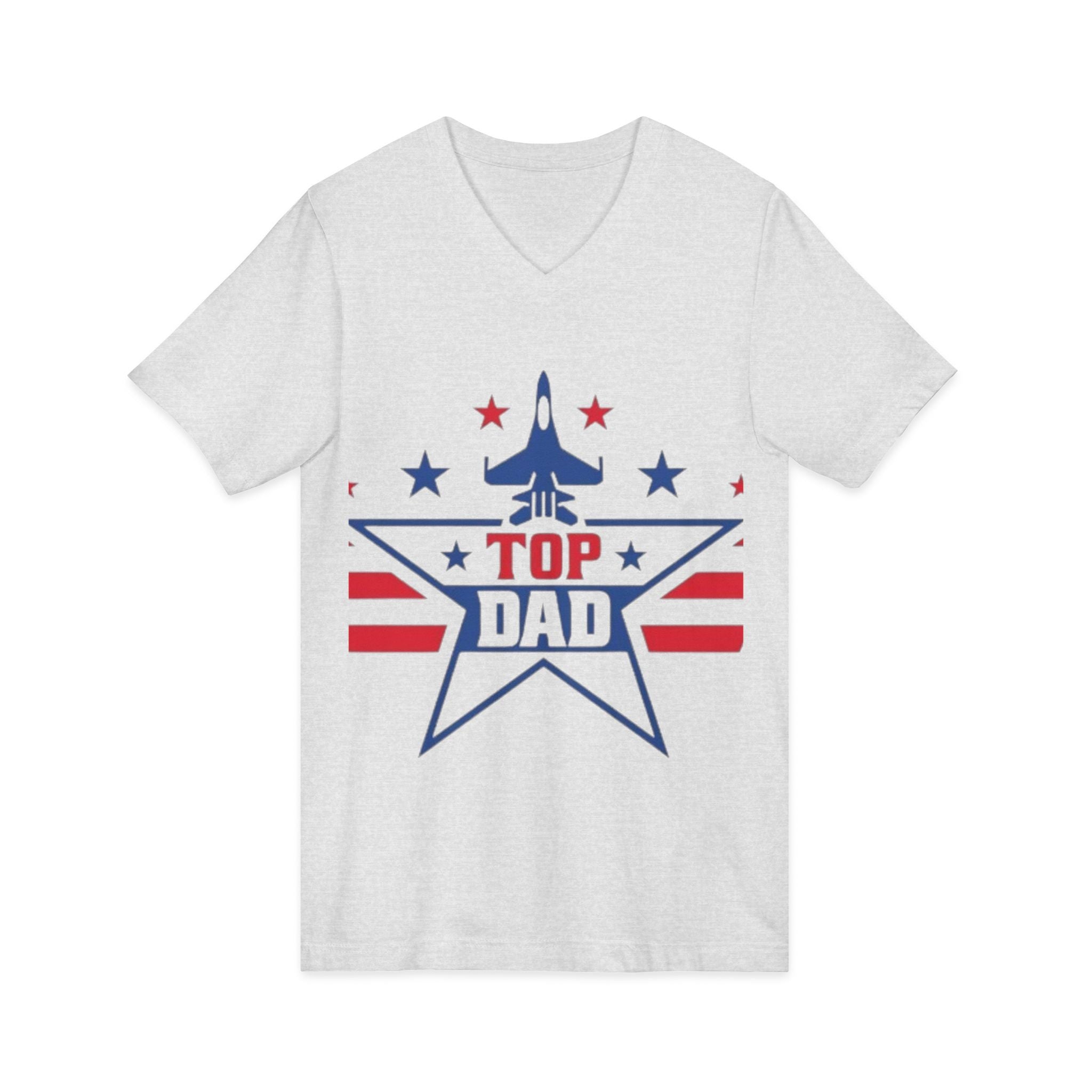 Top Dad V-Neck Tee — Patriotic Jet Star Fathers Day T-Shirt
