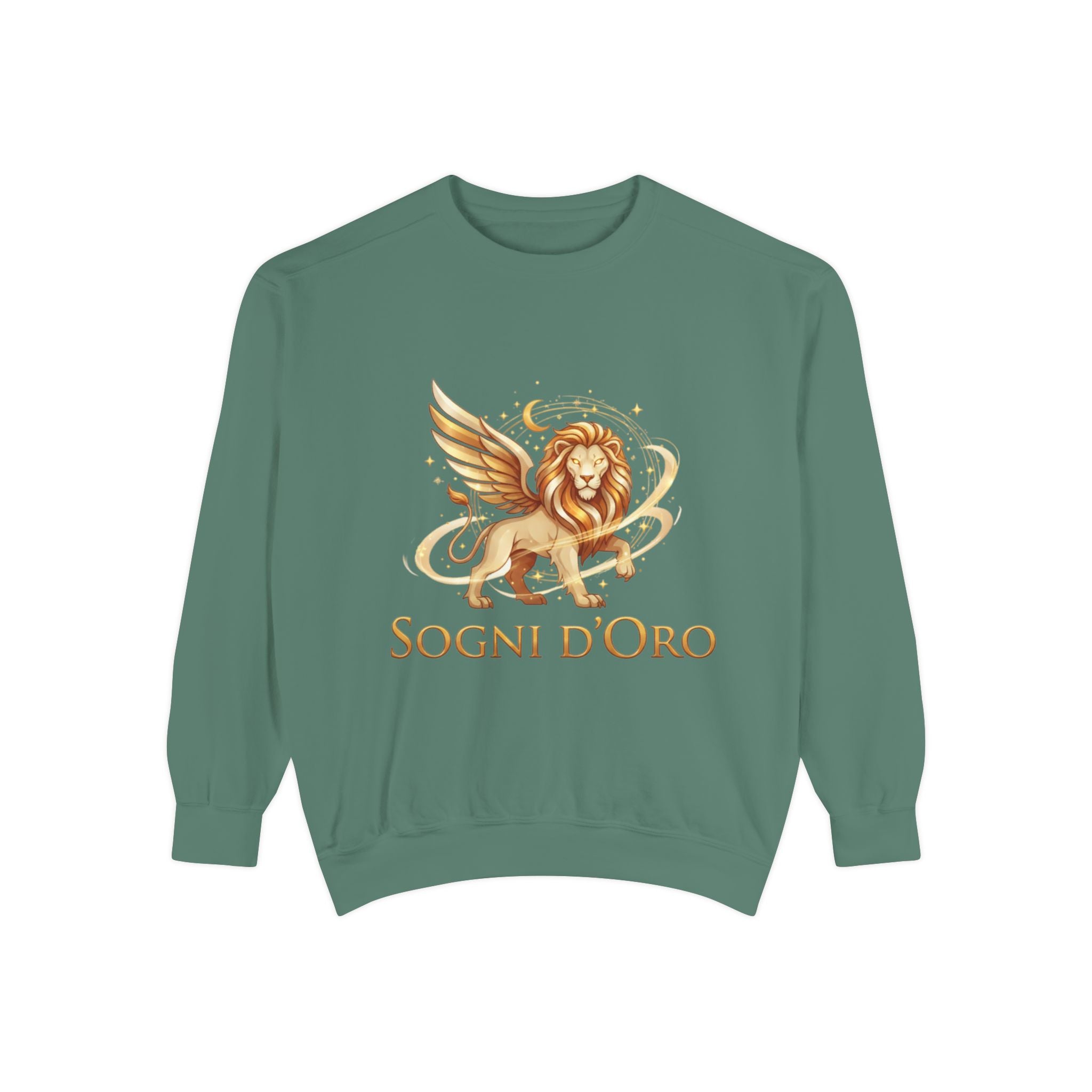 Altın Kanatlı Aslan Sweatshirt — "Sogni d'Oro" Rüya Gibi İtalyan Esintili Yuvarlak Yaka