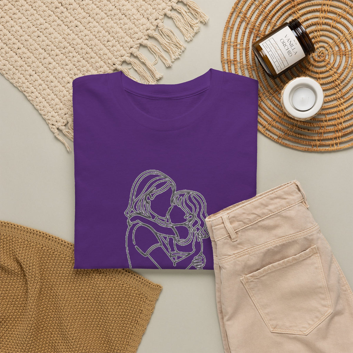 Mother and Daughter Line Art Tee — Minimalist Family Love Shirt