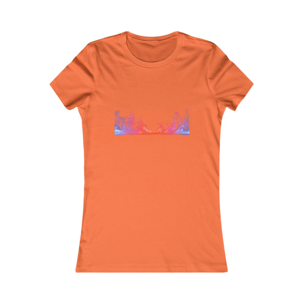 Women's Sunset Forest Tee — Pastel Mountain & Trees Graphic Shirt