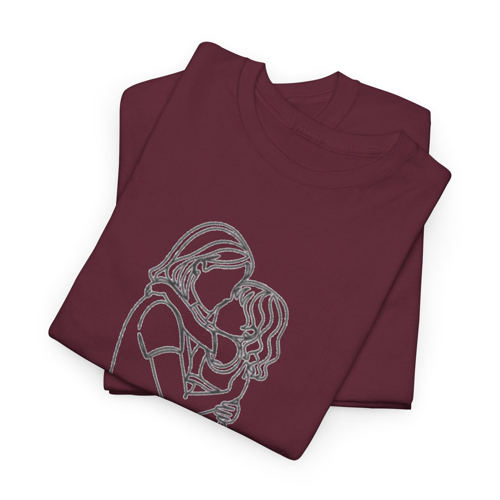 Mother and Daughter Line Art Tee — Minimalist Family Love Shirt