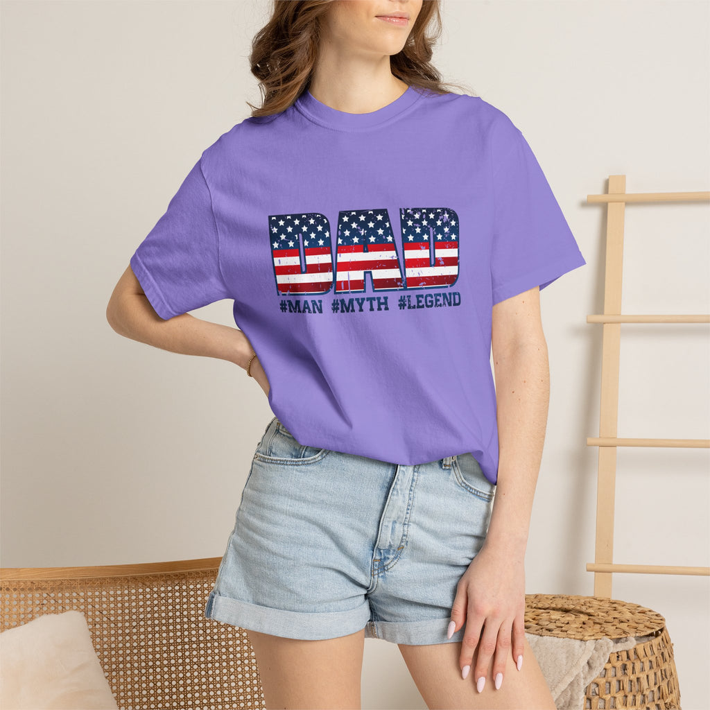 Dad Patriotic T-Shirt - "DAD" American Flag Design (#Man #Myth #Legend)