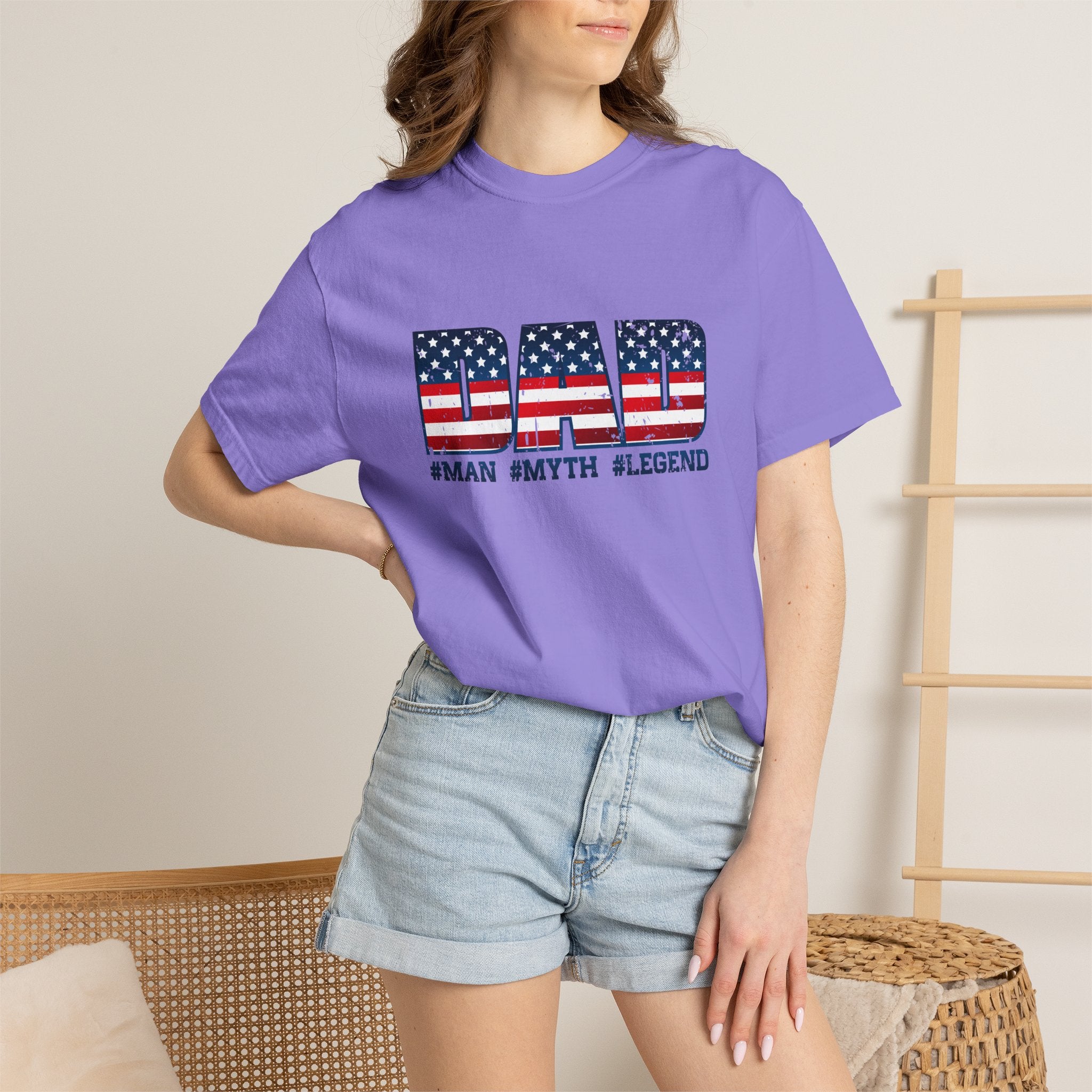 Dad Patriotic T-Shirt - "DAD" American Flag Design (#Man #Myth #Legend)