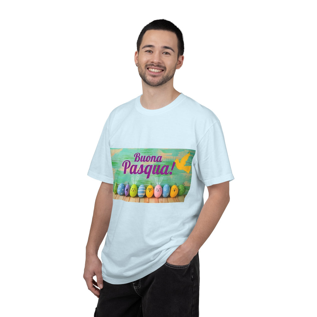 Easter T-Shirt — "Buona Pasqua" Colorful Bunny Eggs Graphic