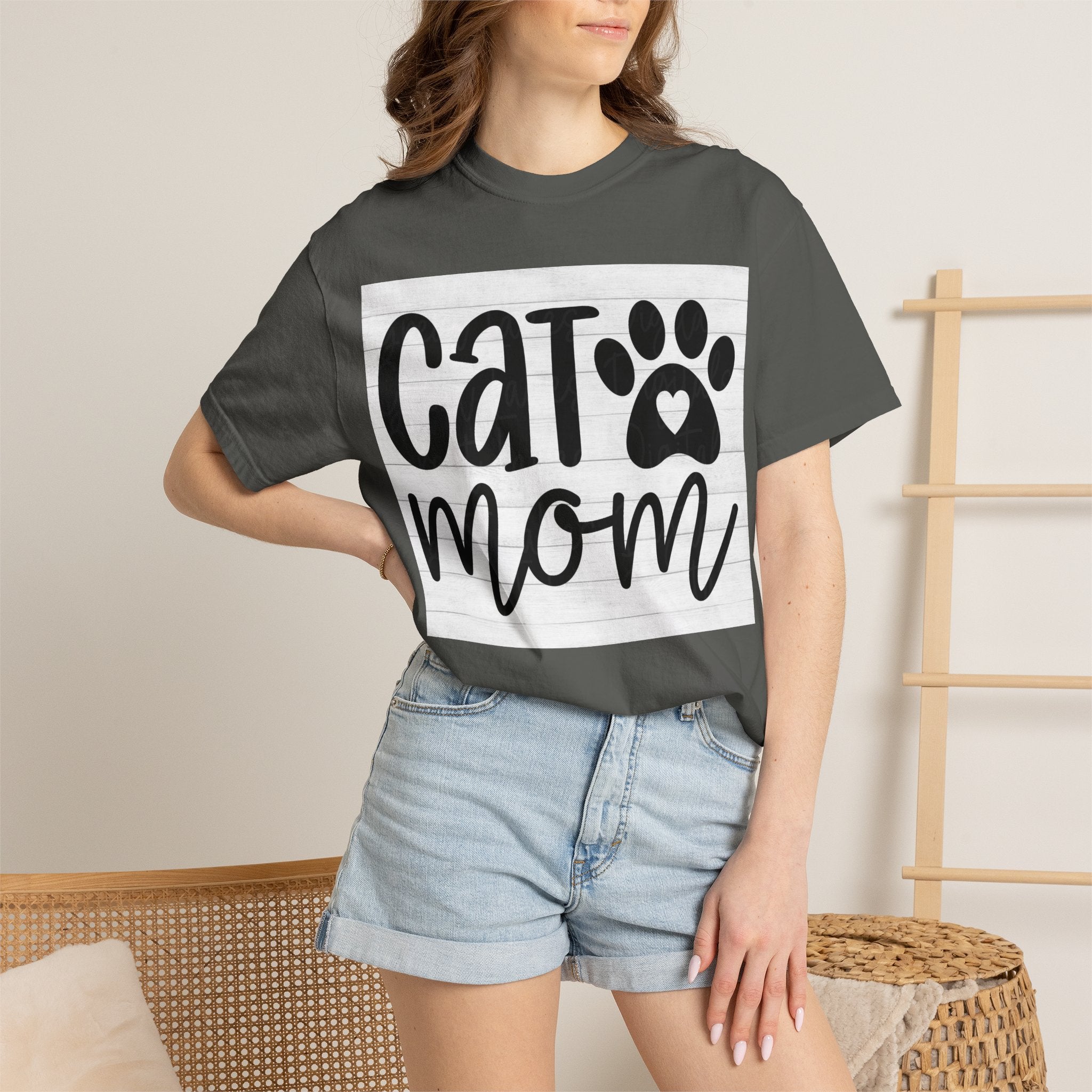 Garment-Dyed Cat Mom Tee