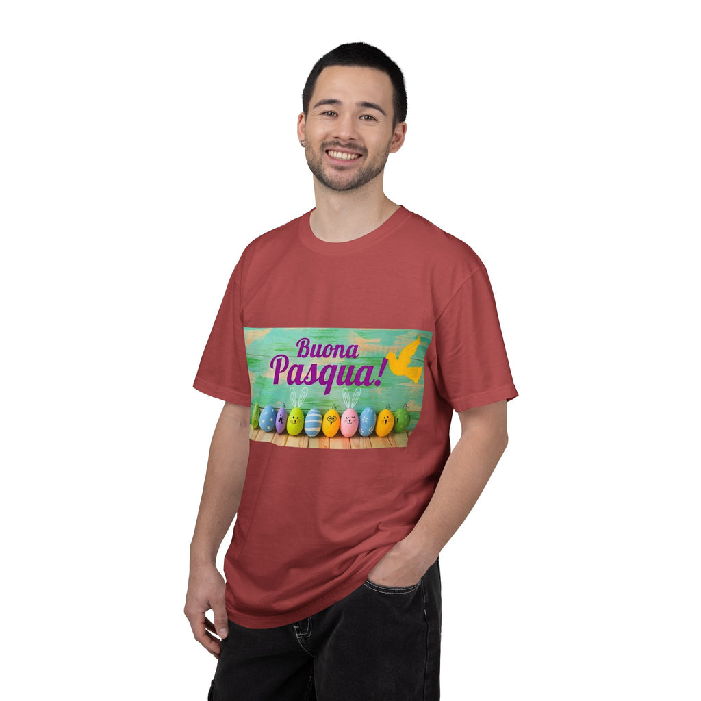 Easter T-Shirt — "Buona Pasqua" Colorful Bunny Eggs Graphic