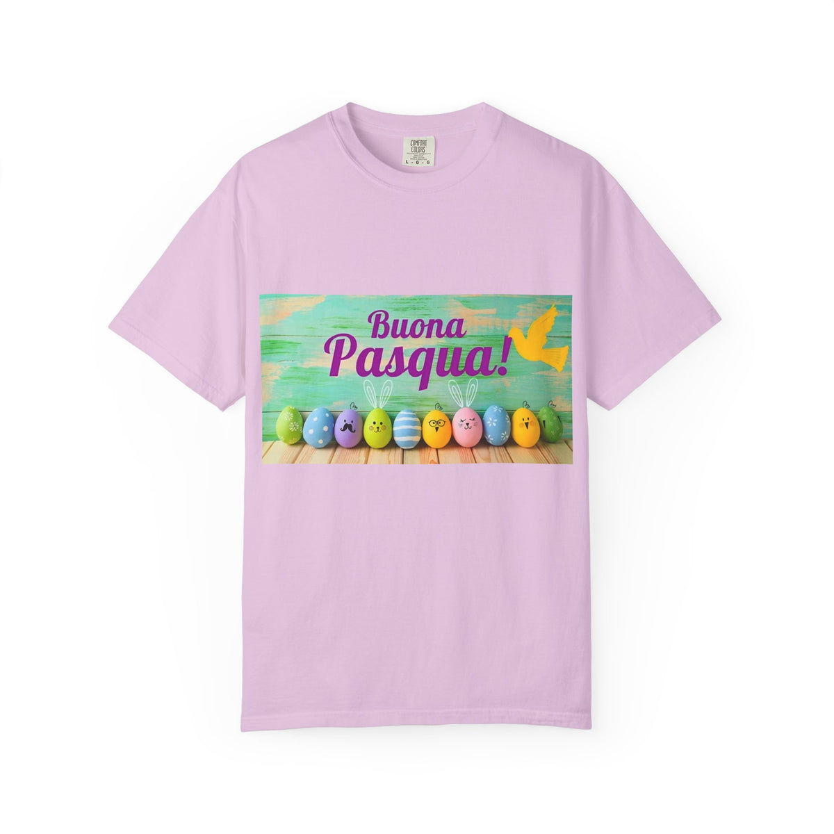 Easter T-Shirt — "Buona Pasqua" Colorful Bunny Eggs Graphic
