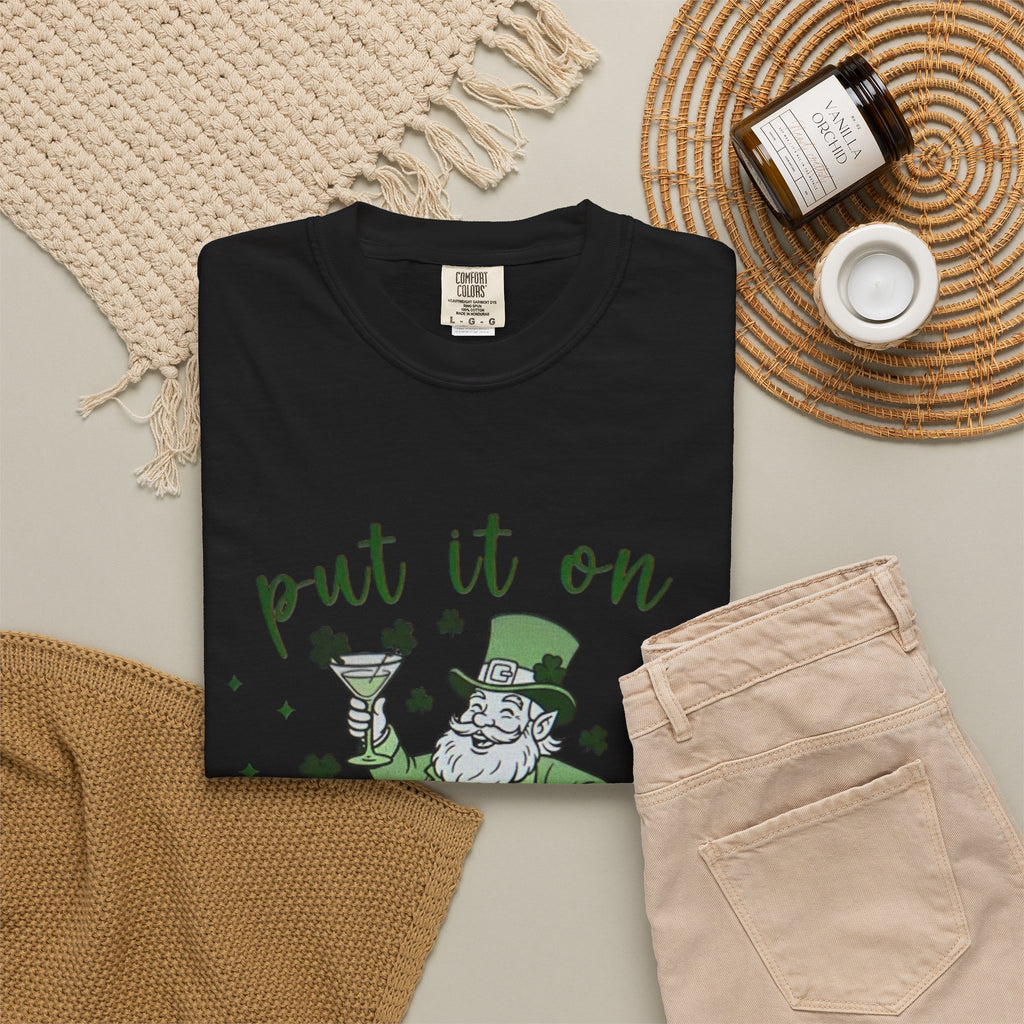 St. Patrick's Day Leprechaun Cocktail T-Shirt — "Put It On Leprechaun's Tab"