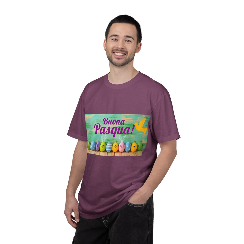 Easter T-Shirt — "Buona Pasqua" Colorful Bunny Eggs Graphic