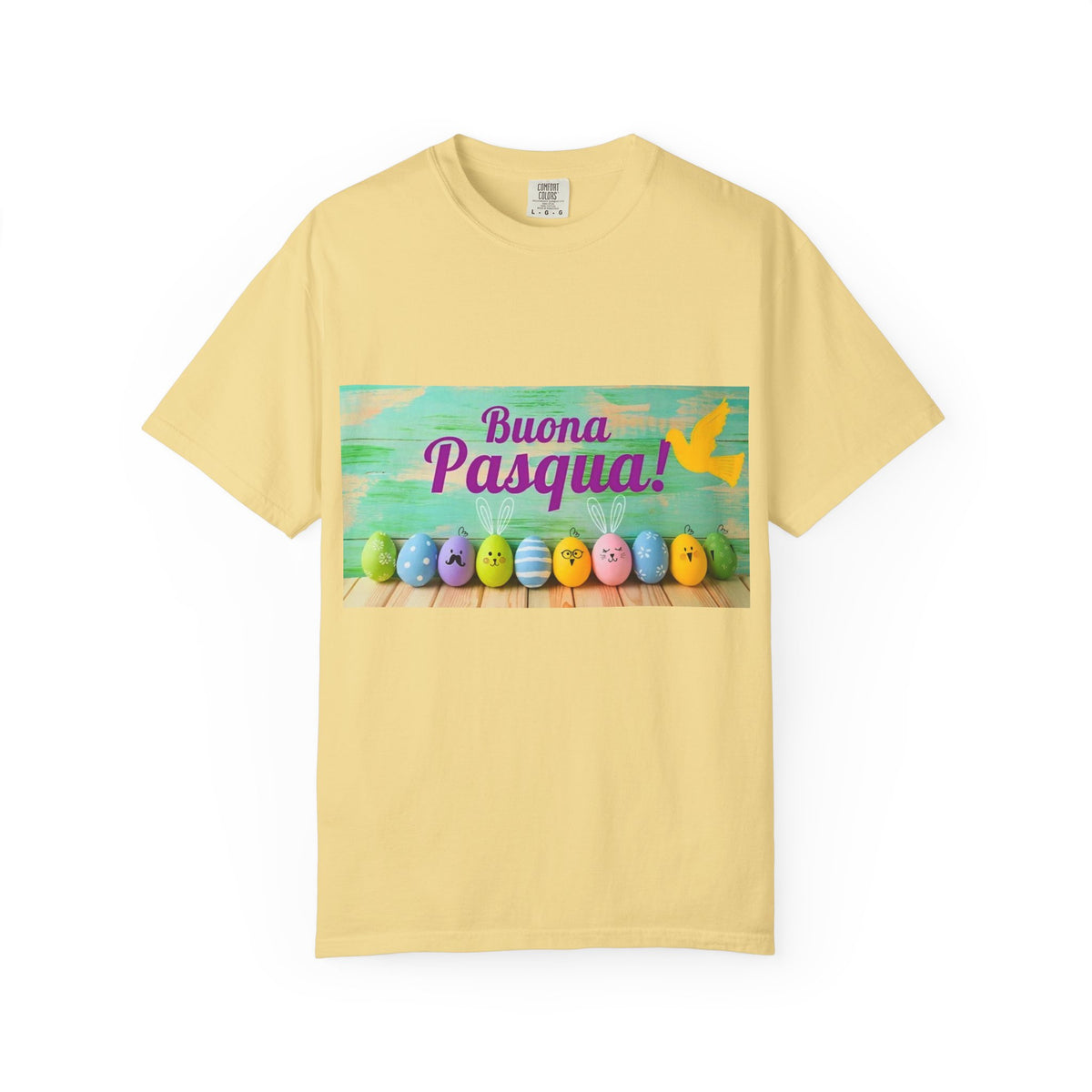 Easter T-Shirt — "Buona Pasqua" Colorful Bunny Eggs Graphic