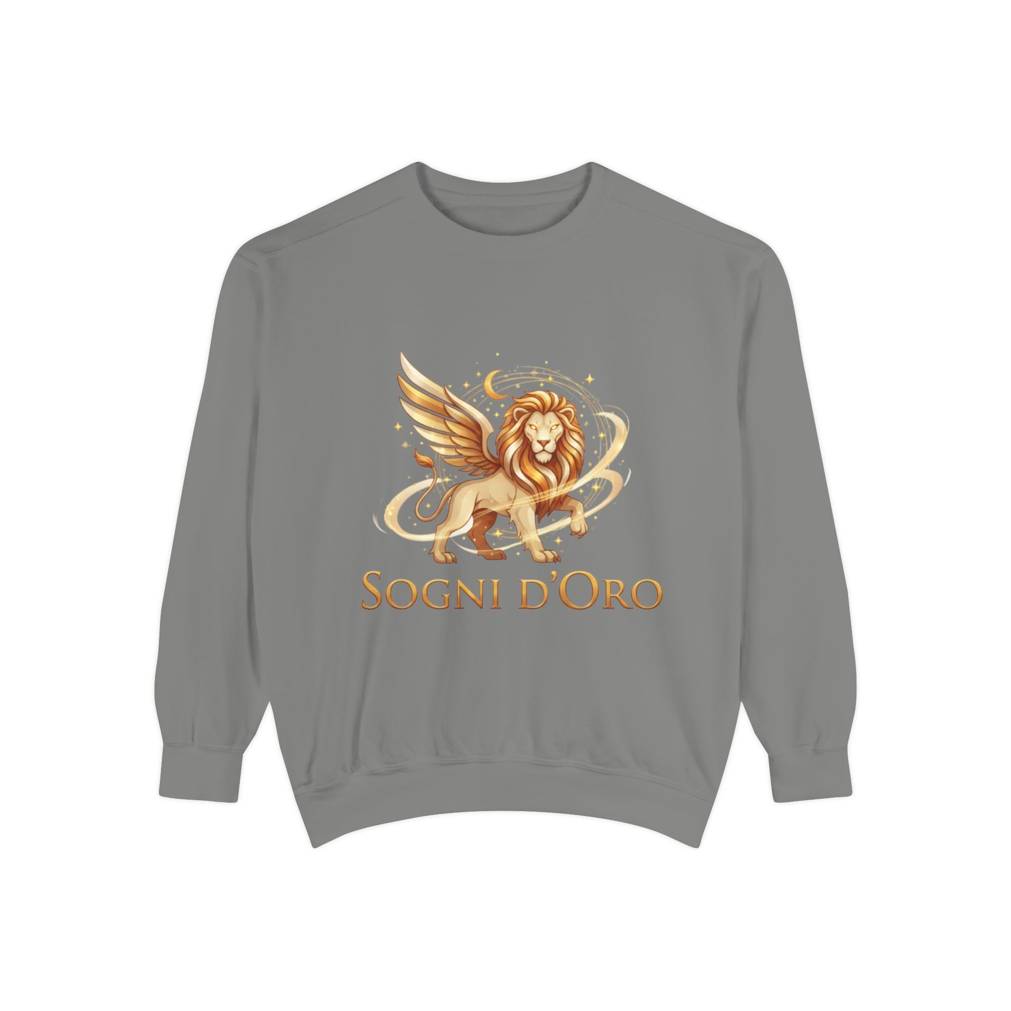 Altın Kanatlı Aslan Sweatshirt — "Sogni d'Oro" Rüya Gibi İtalyan Esintili Yuvarlak Yaka