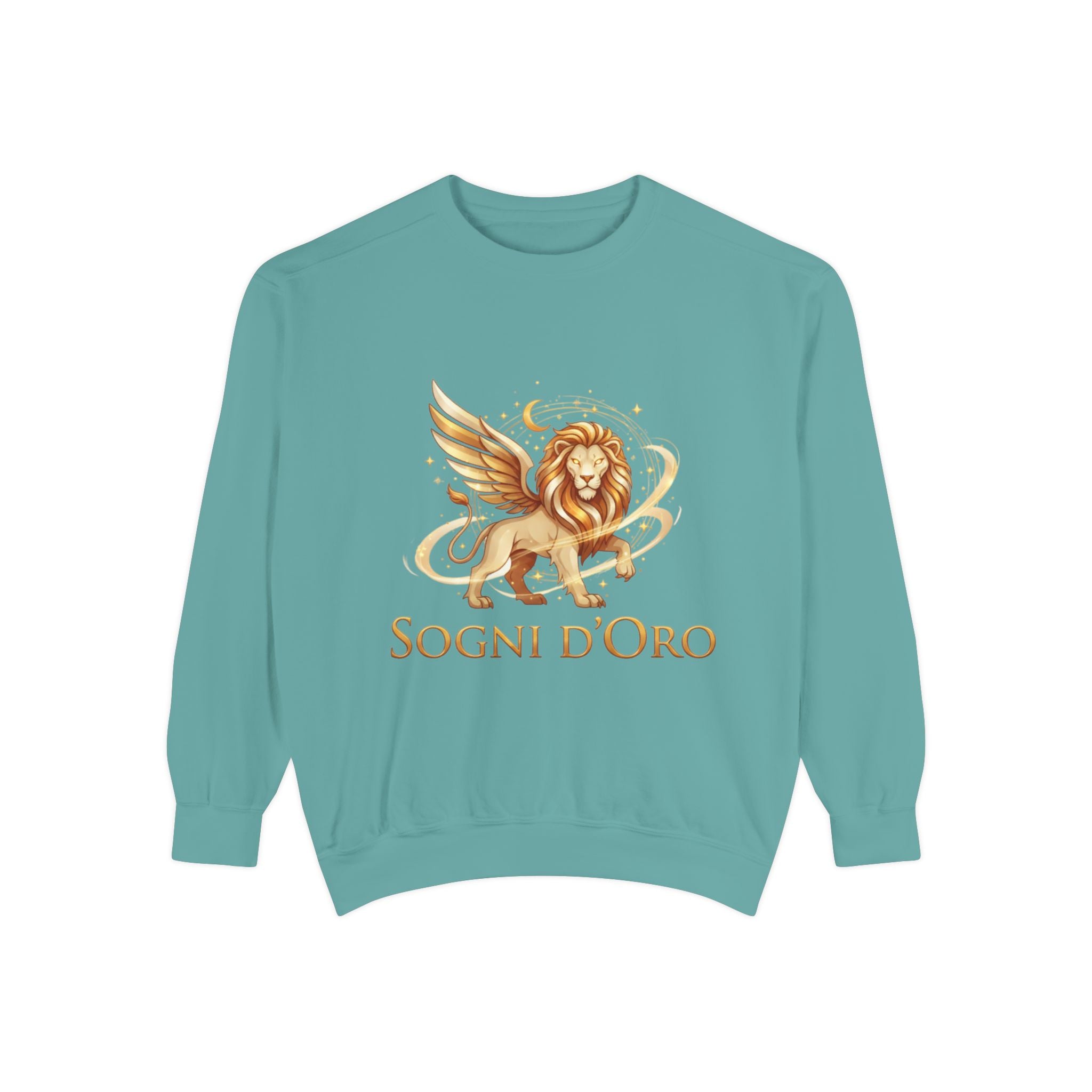 Altın Kanatlı Aslan Sweatshirt — "Sogni d'Oro" Rüya Gibi İtalyan Esintili Yuvarlak Yaka