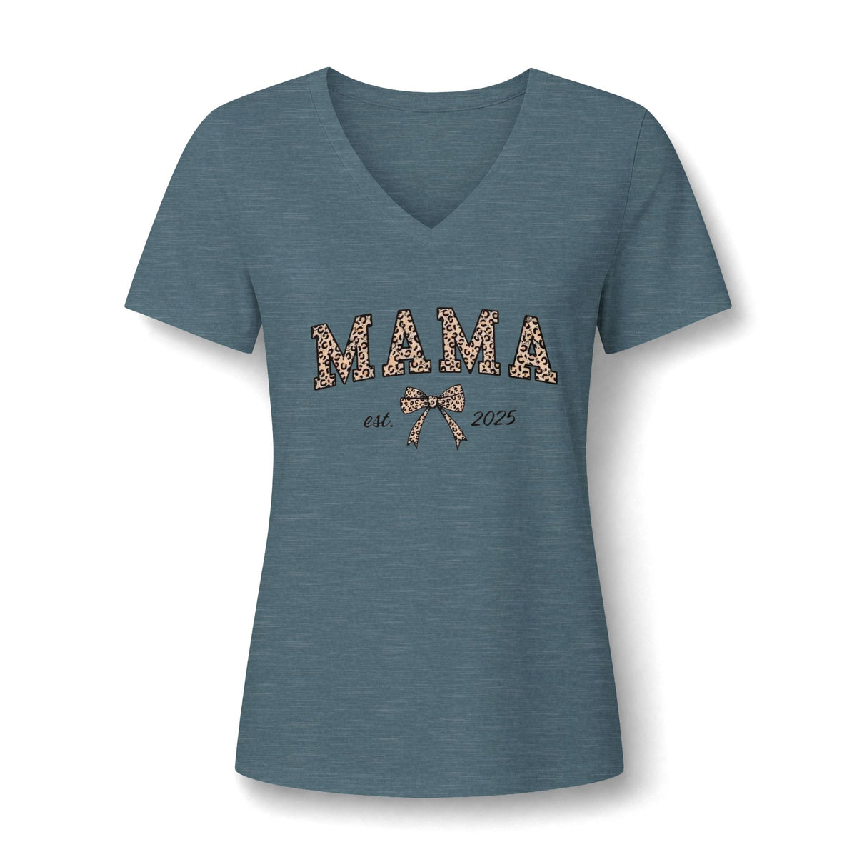 Senior 2026 Cheer Mom V-Neck Tee — Pink Pom Pom Graduation Shirt