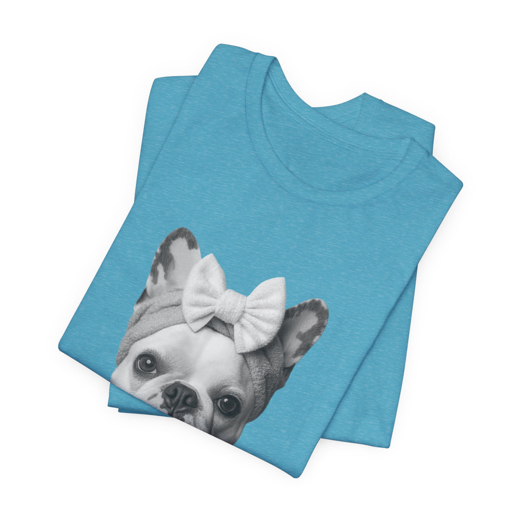 French Bulldog Portrait Tee — Cute Bow Dog Graphic T-Shirt