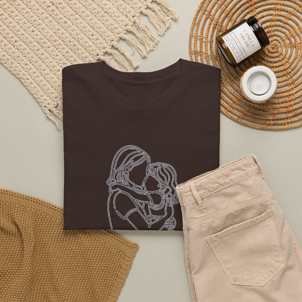 Mother and Daughter Line Art Tee — Minimalist Family Love Shirt
