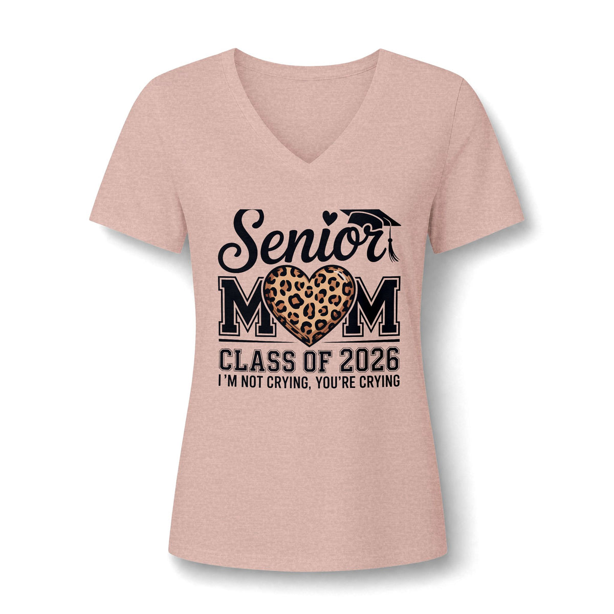 Mom V-Neck Tee — Leopard Heart & Butterflies Mother's Day Shirt