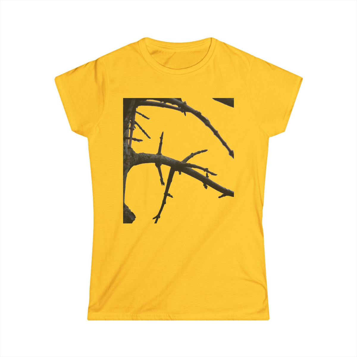 Women's Tee — Minimal Black Thorn Branch Graphic