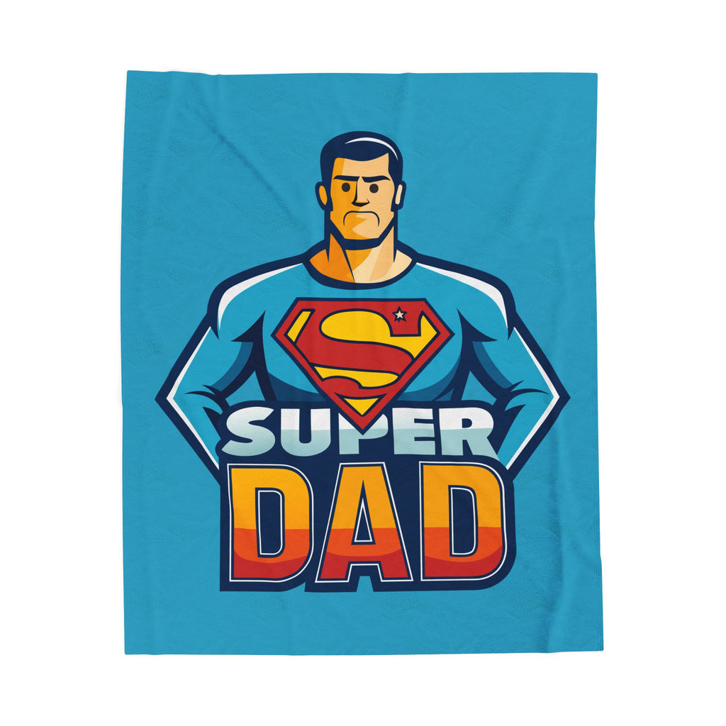 Velveteen Blanket — "Super Dad" Plush Throw (Father's Day Gift)