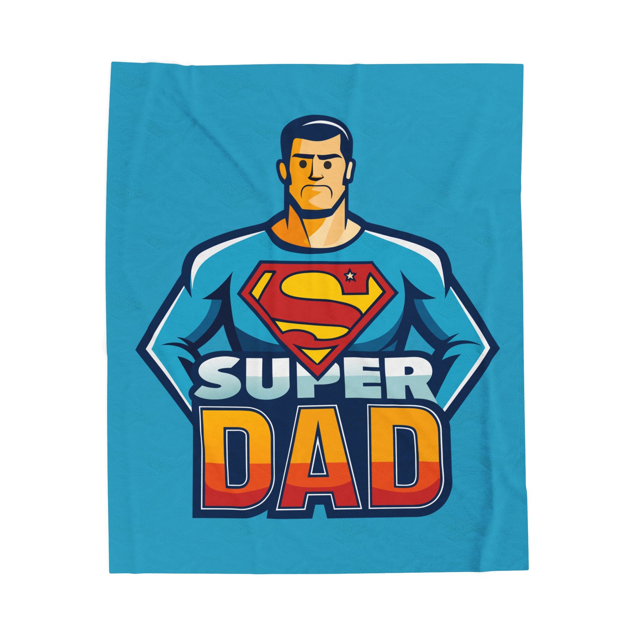 Velveteen Blanket — "Super Dad" Plush Throw (Father's Day Gift)