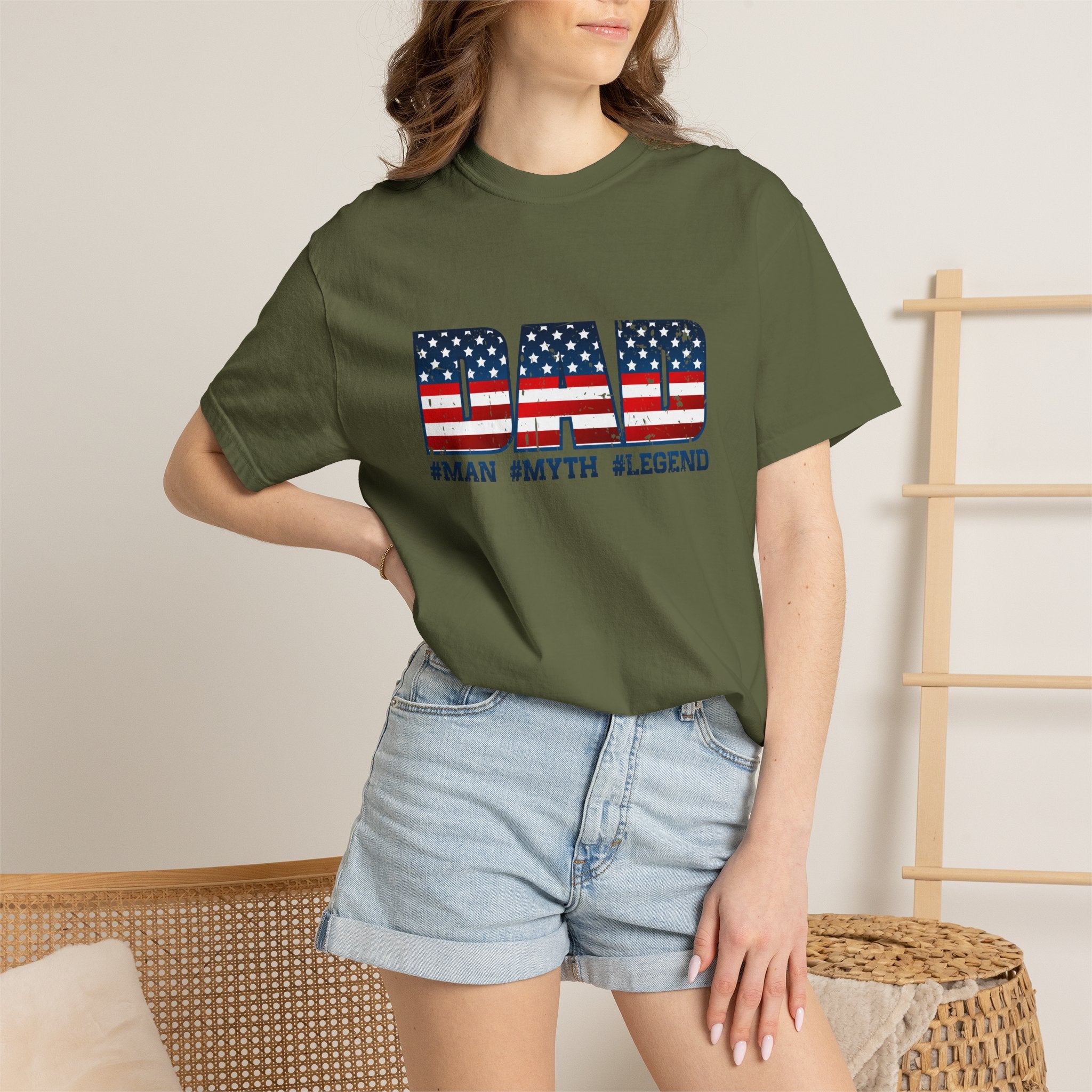 Dad Patriotic T-Shirt - "DAD" American Flag Design (#Man #Myth #Legend)