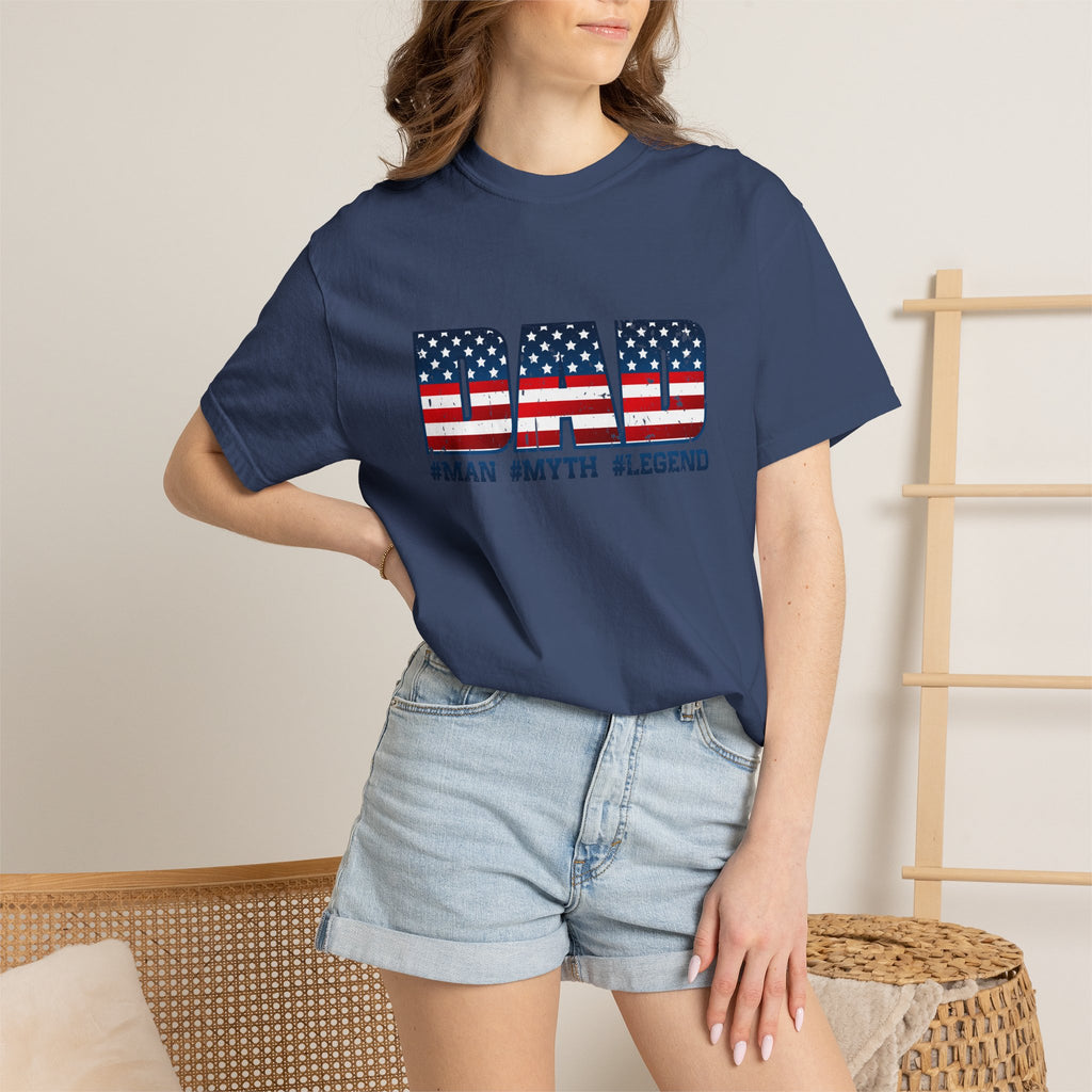 Dad Patriotic T-Shirt - "DAD" American Flag Design (#Man #Myth #Legend)
