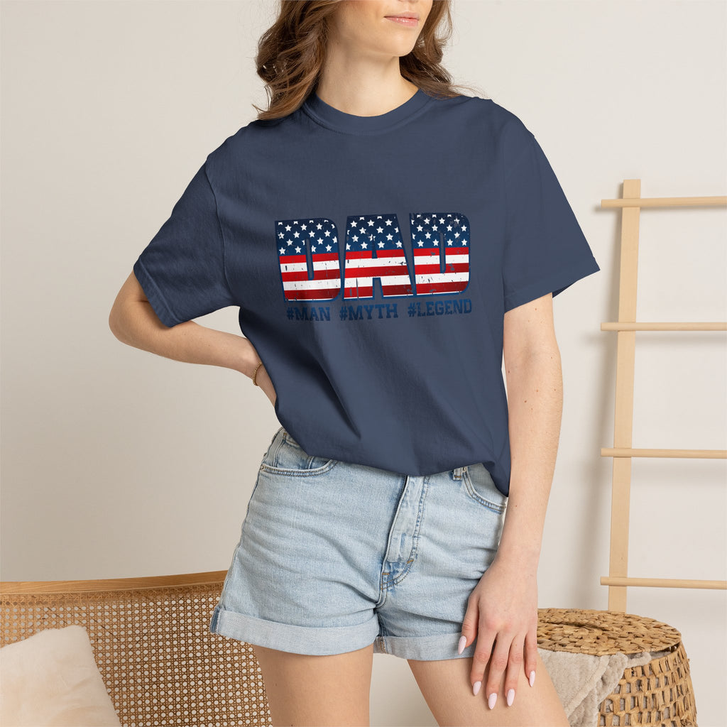 Dad Patriotic T-Shirt - "DAD" American Flag Design (#Man #Myth #Legend)