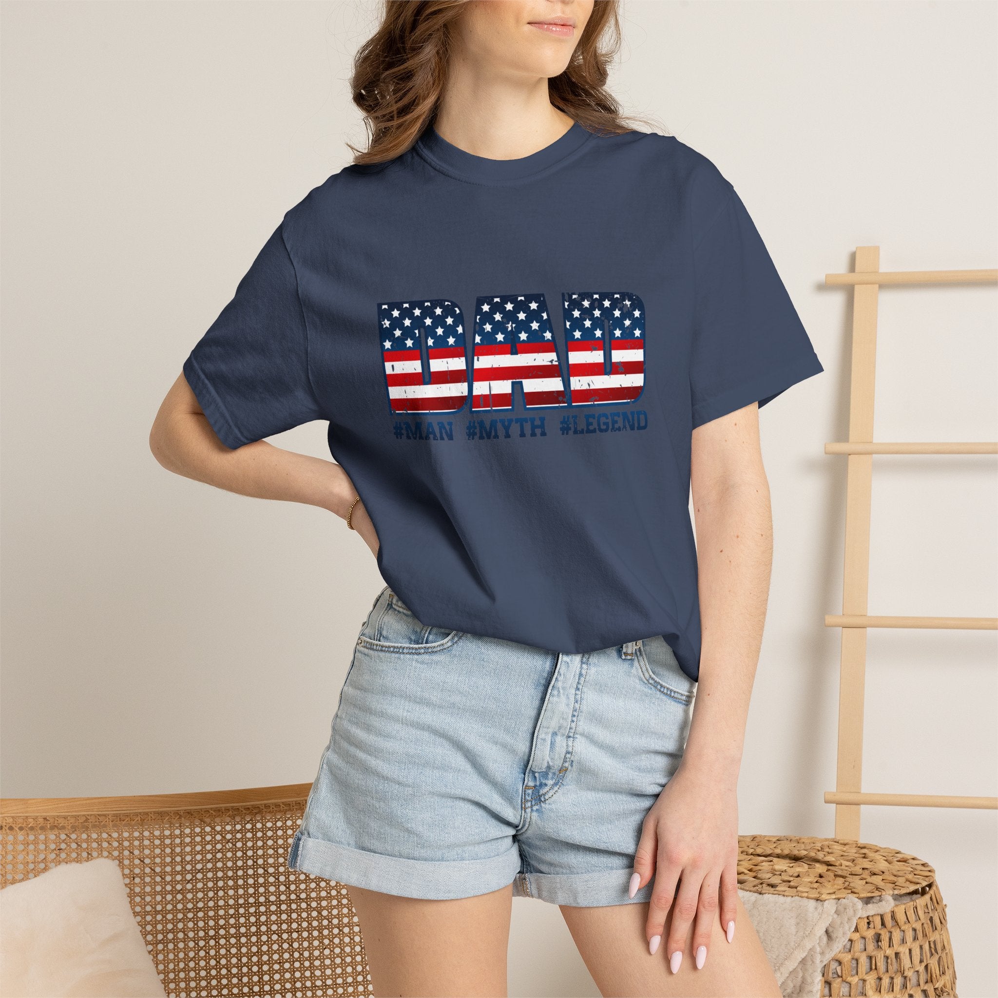 Dad Patriotic T-Shirt - "DAD" American Flag Design (#Man #Myth #Legend)