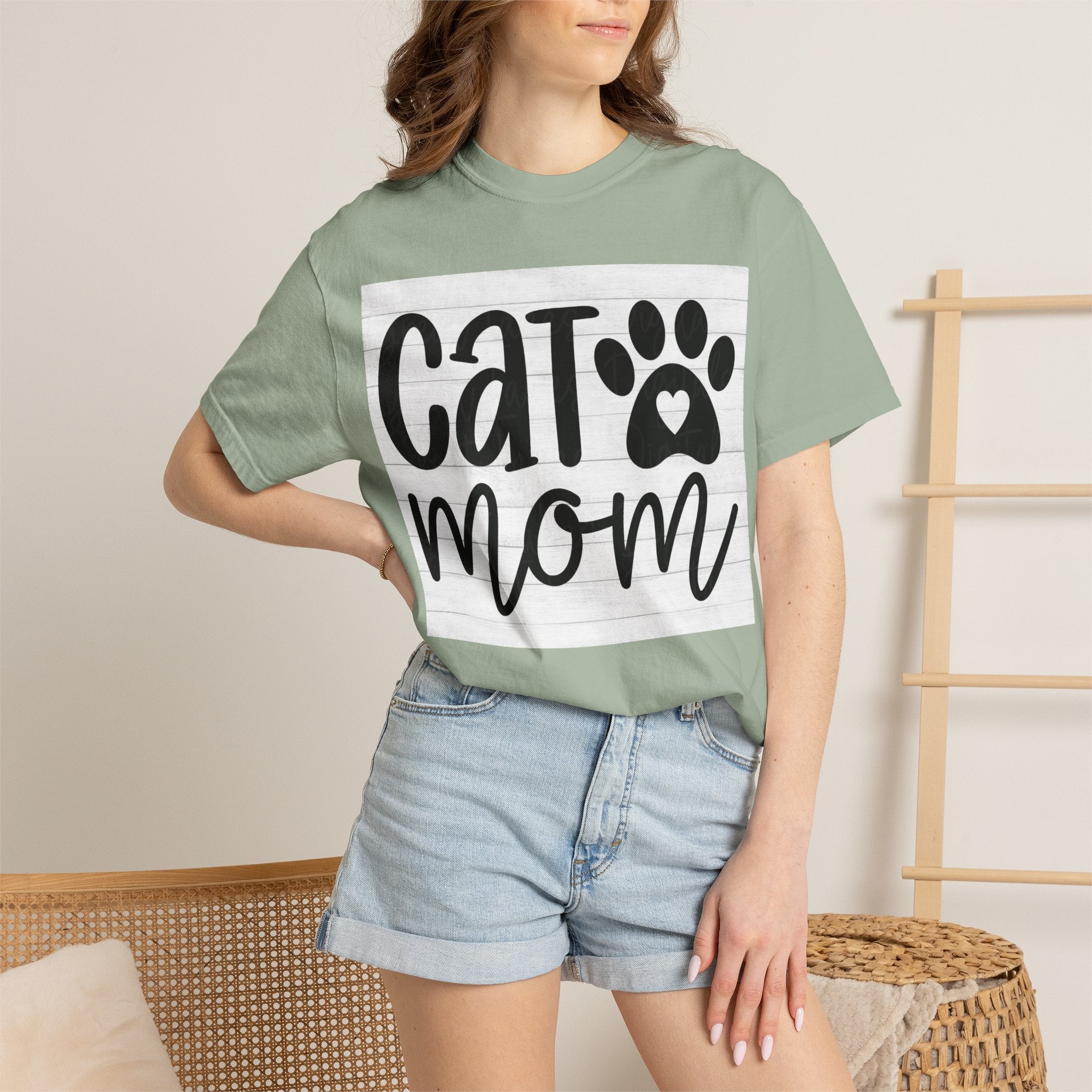 Garment-Dyed Cat Mom Tee