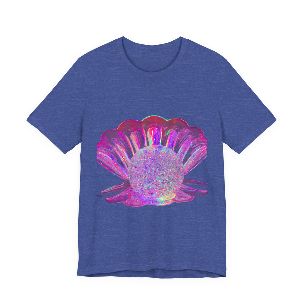 Holographic Pink Pearl Shell Tee — Iridescent Mermaid Beach T-Shirt