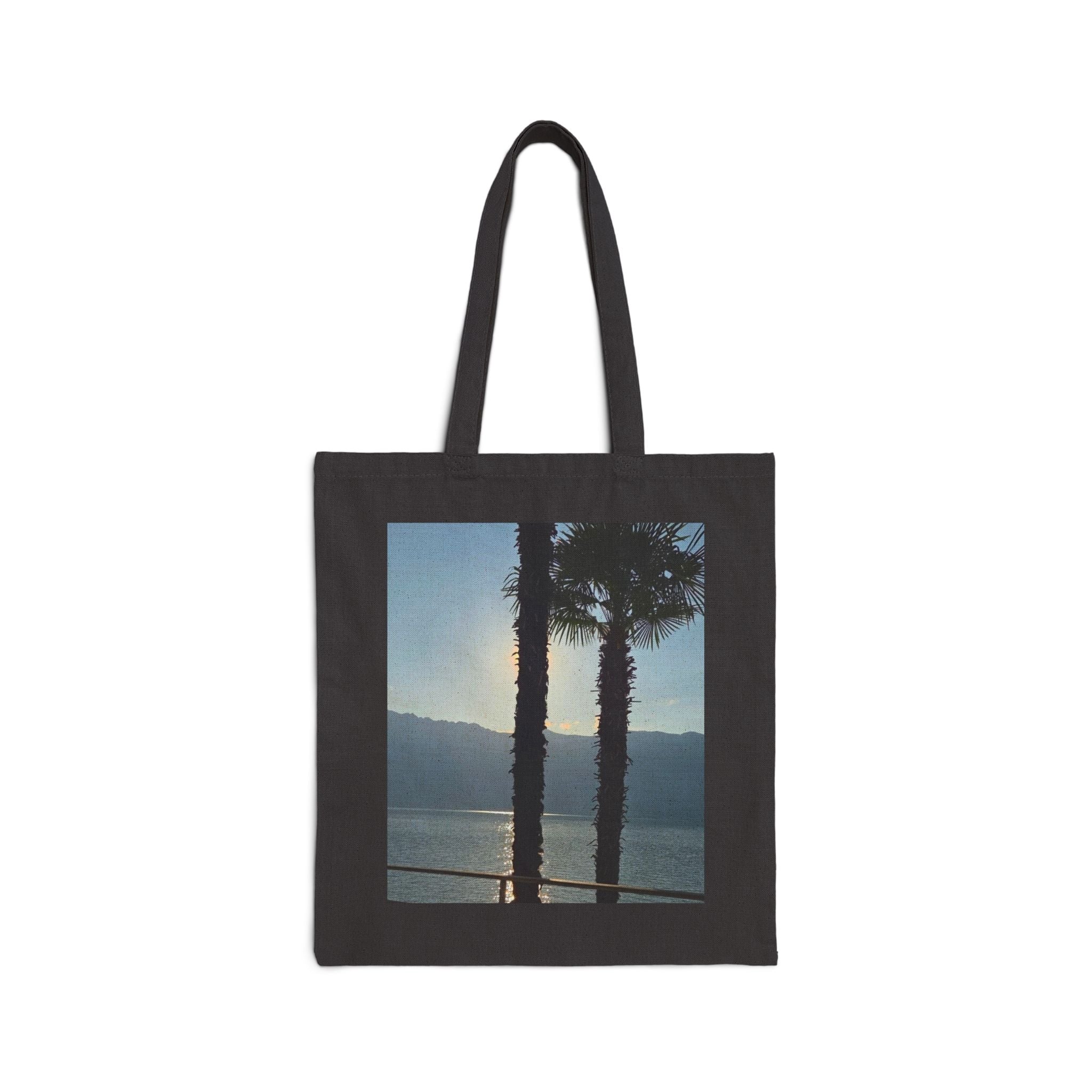 Canvas Tote Bag — Vintage Sunset Palm Beach Print