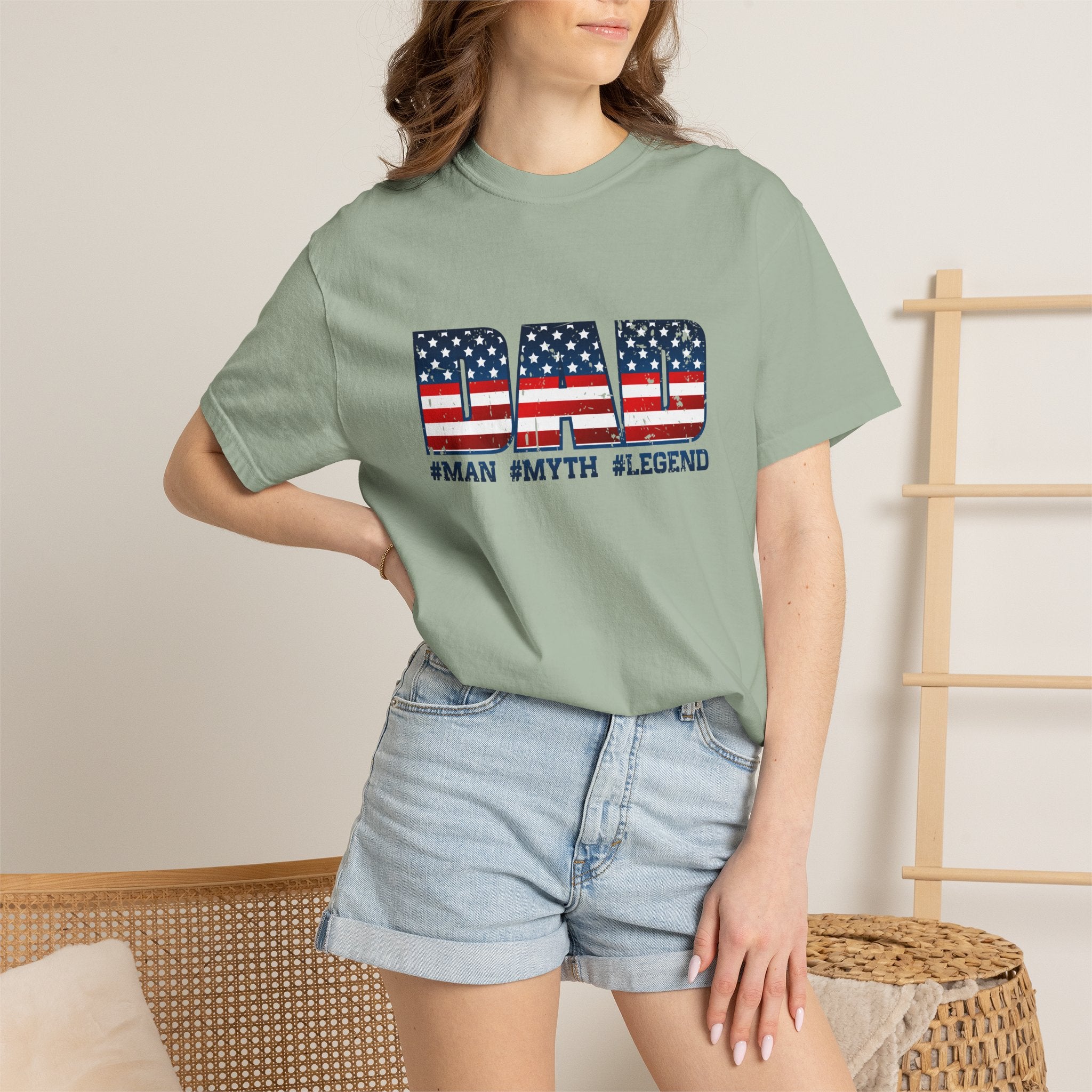 Dad Patriotic T-Shirt - "DAD" American Flag Design (#Man #Myth #Legend)