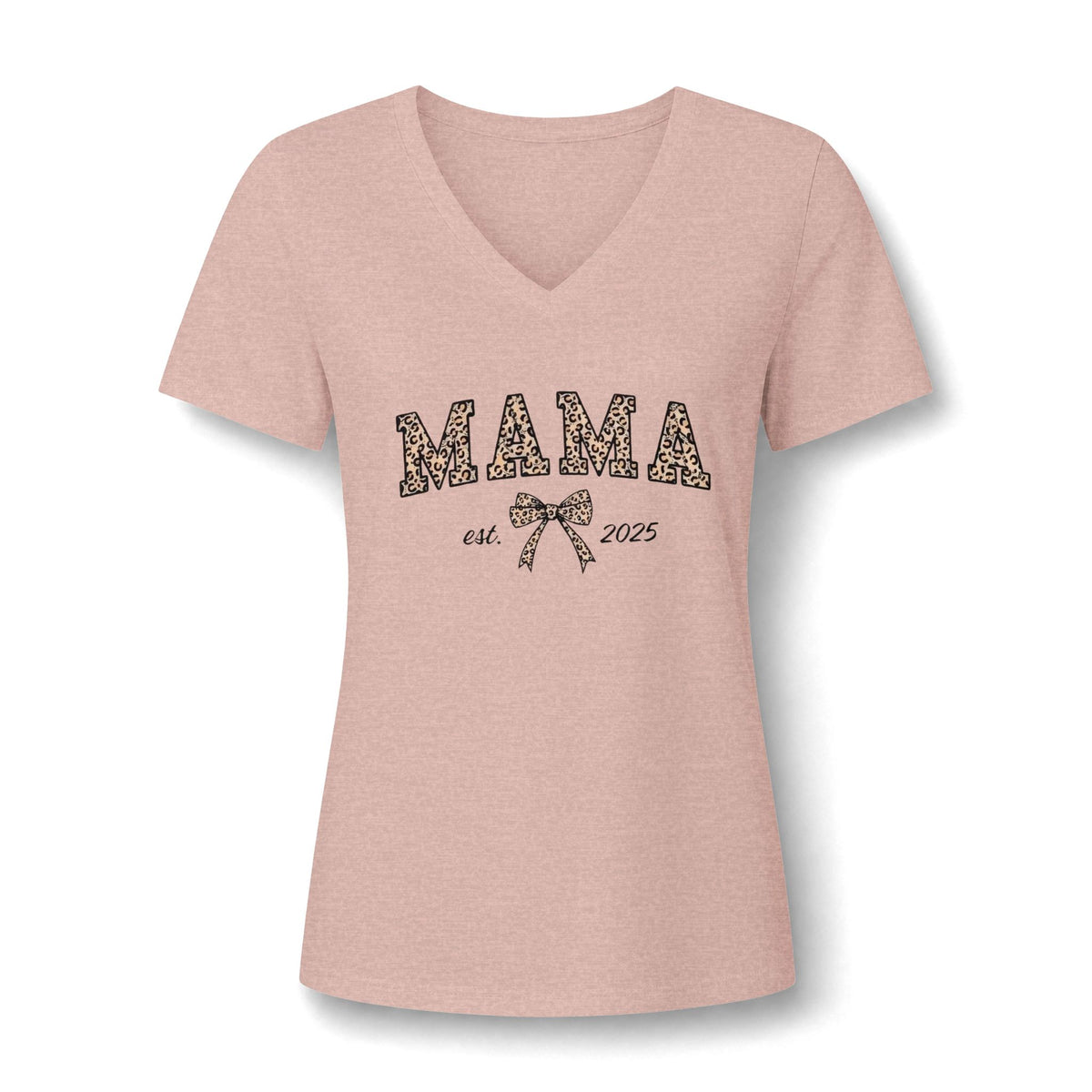 Senior 2026 Cheer Mom V-Neck Tee — Pink Pom Pom Graduation Shirt