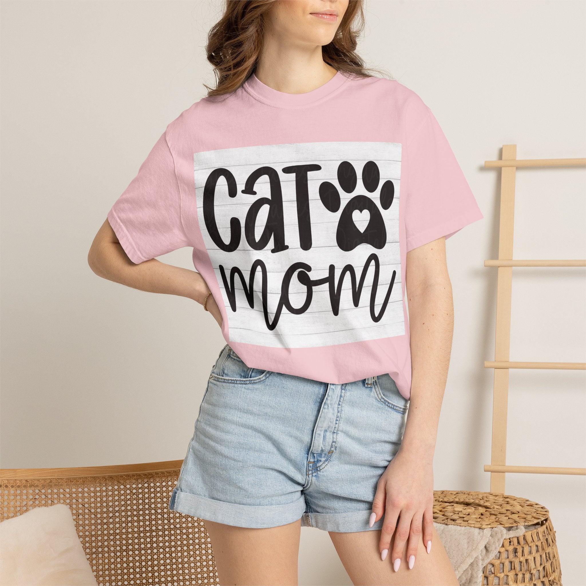 Garment-Dyed Cat Mom Tee
