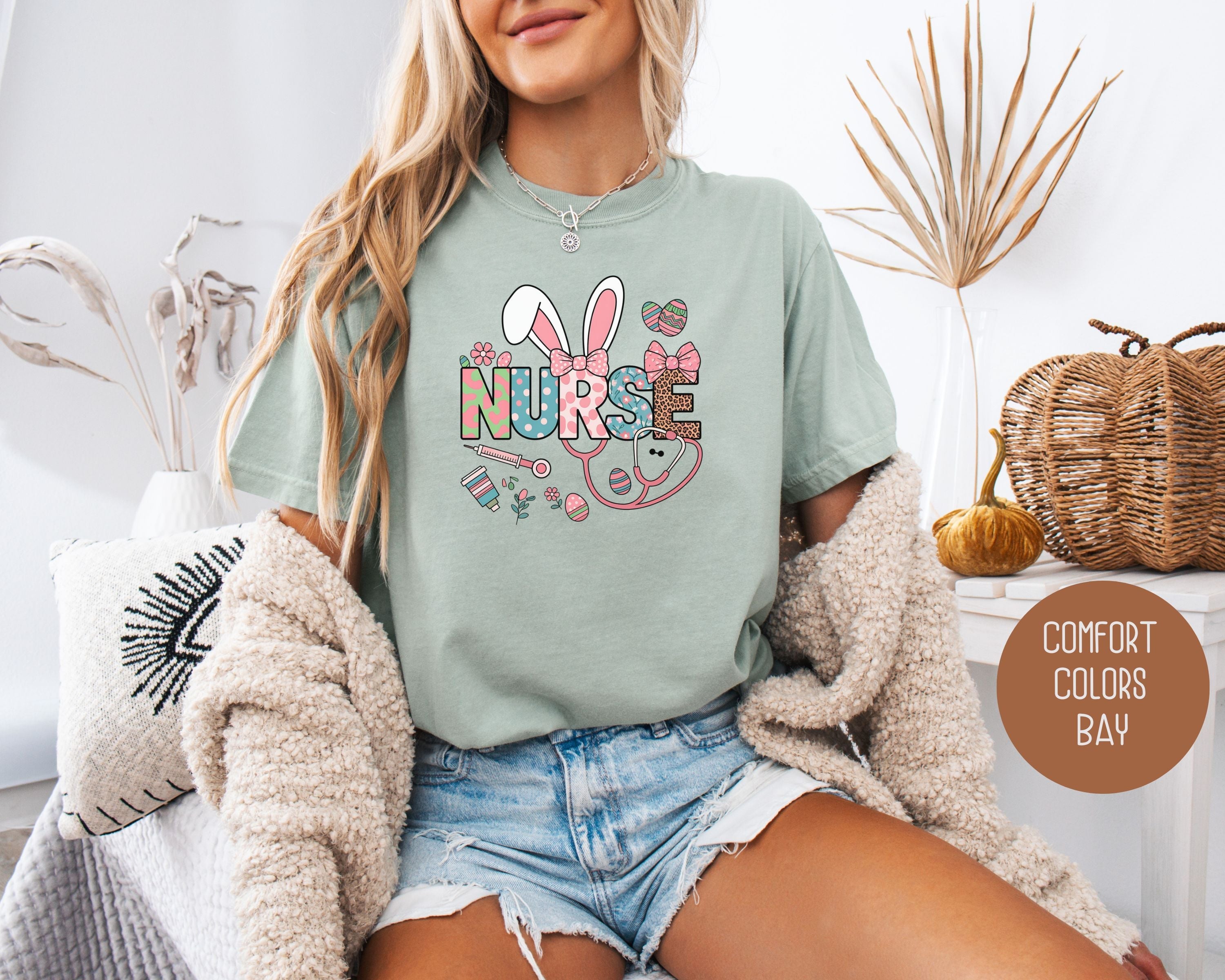 Easter Nurse Comfort Colors Shirt-2