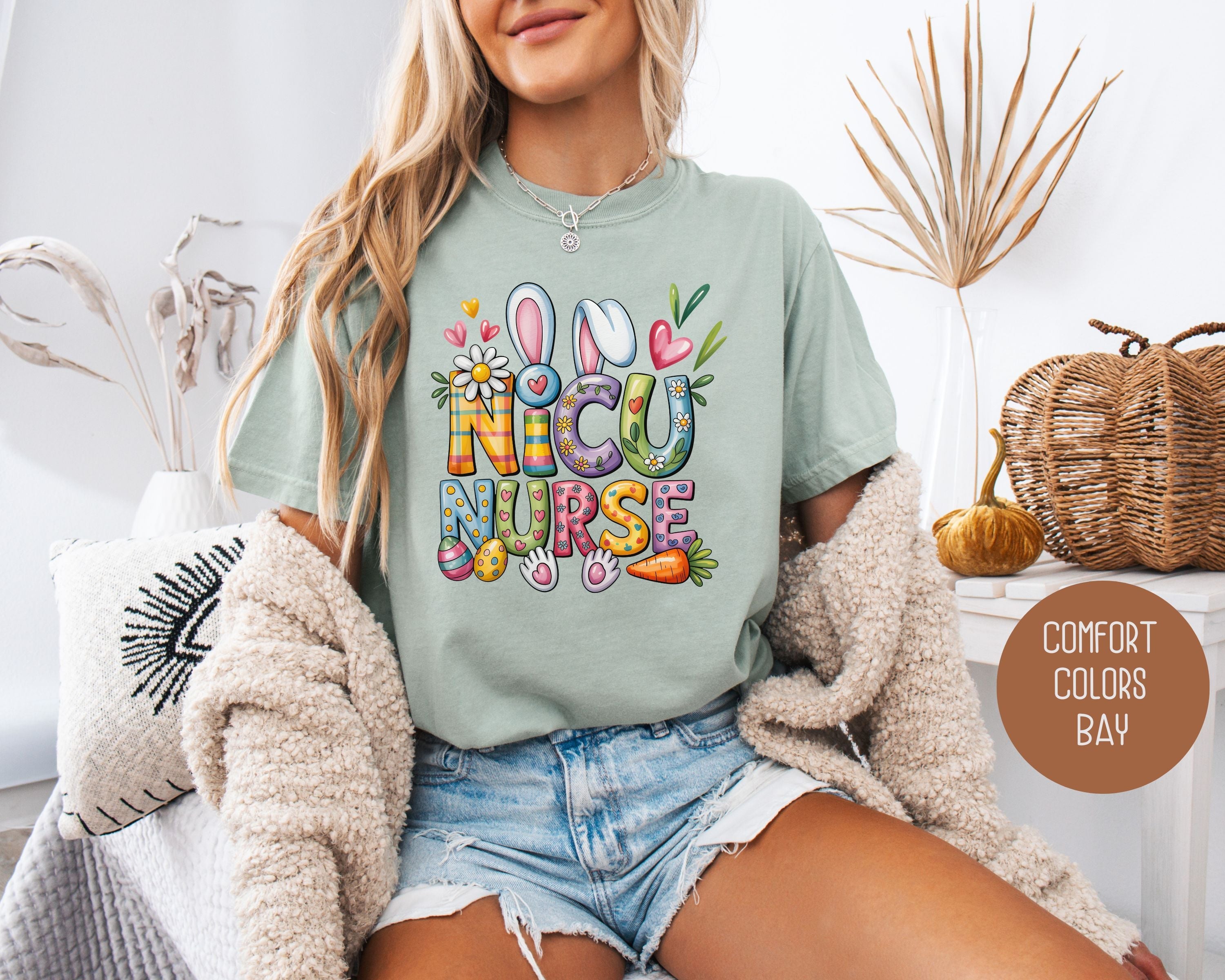 NICU Easter Nurse Comfort Colors Shirt-2