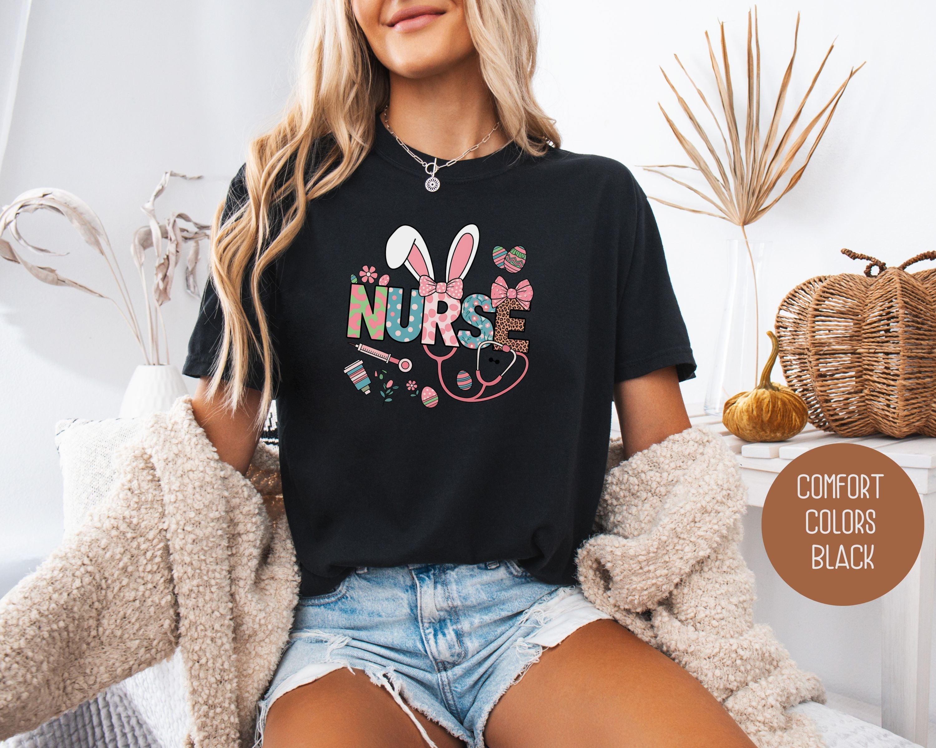 Easter Nurse Comfort Colors Shirt-3