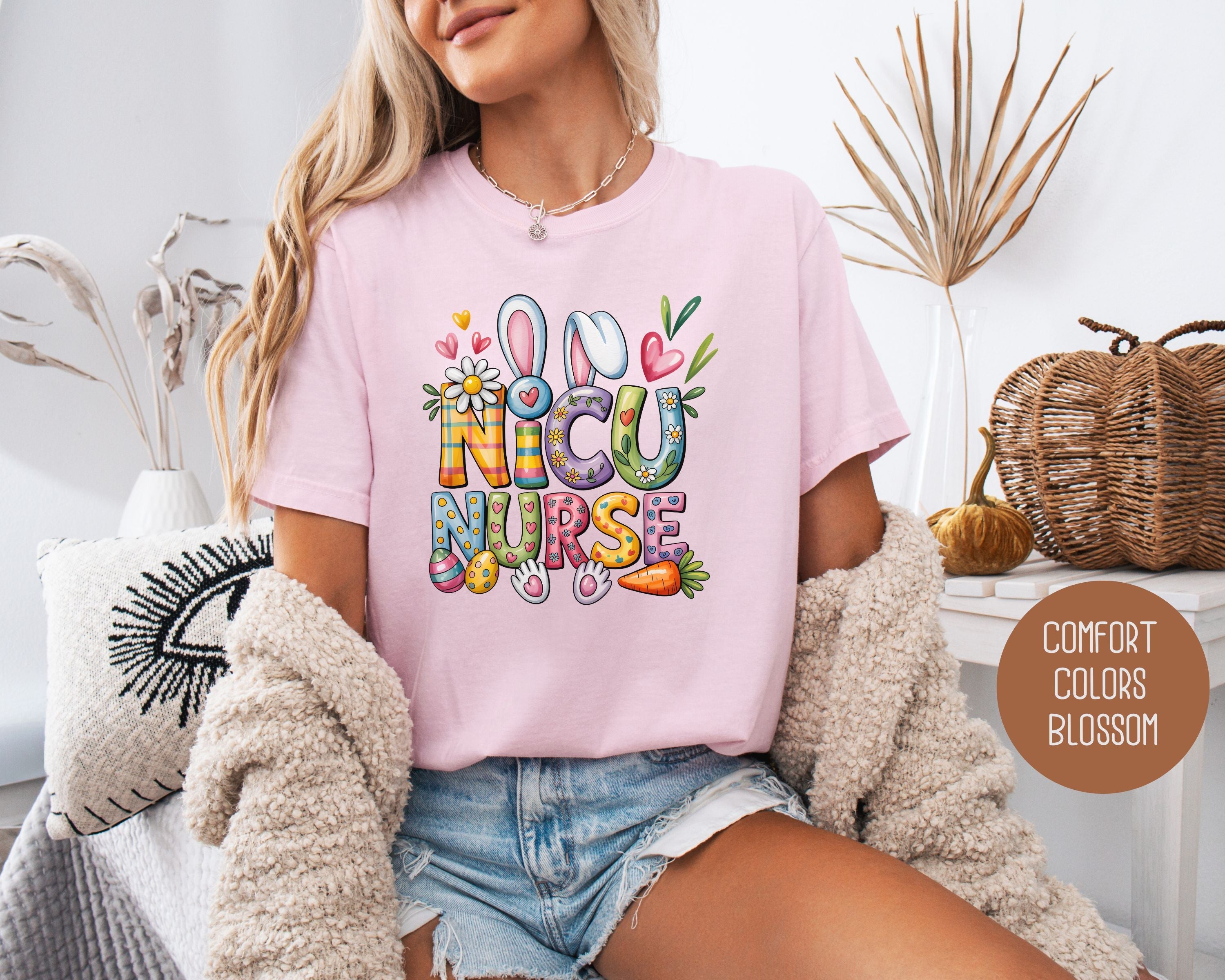 NICU Easter Nurse Comfort Colors Shirt-0