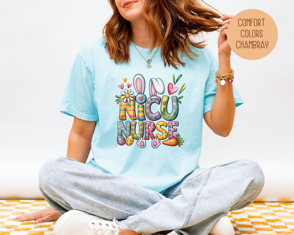 NICU Easter Nurse Comfort Colors Shirt-5