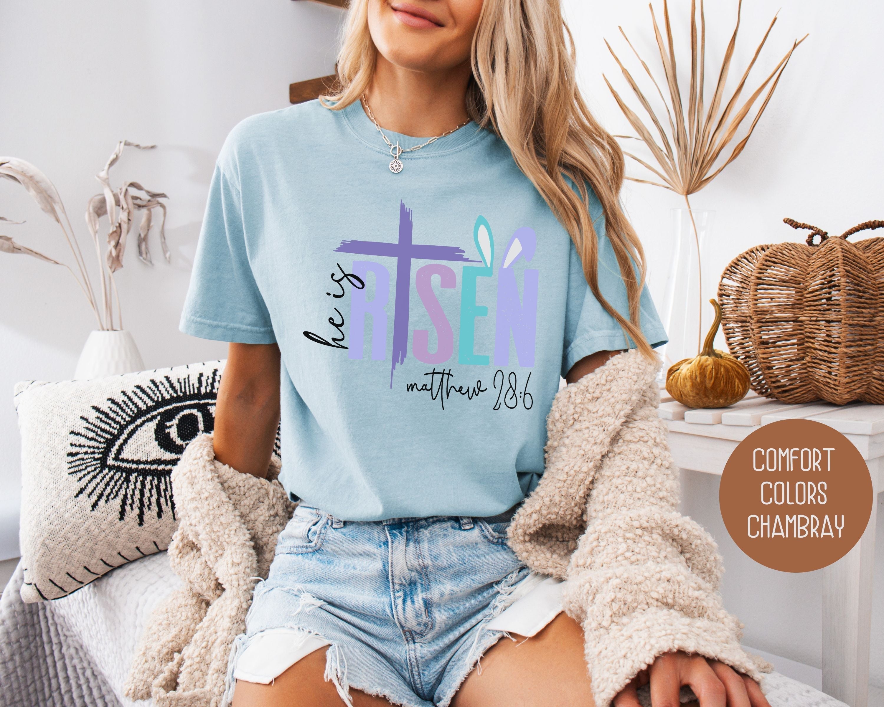He Is Risen Comfort Colors Easter Shirt-4