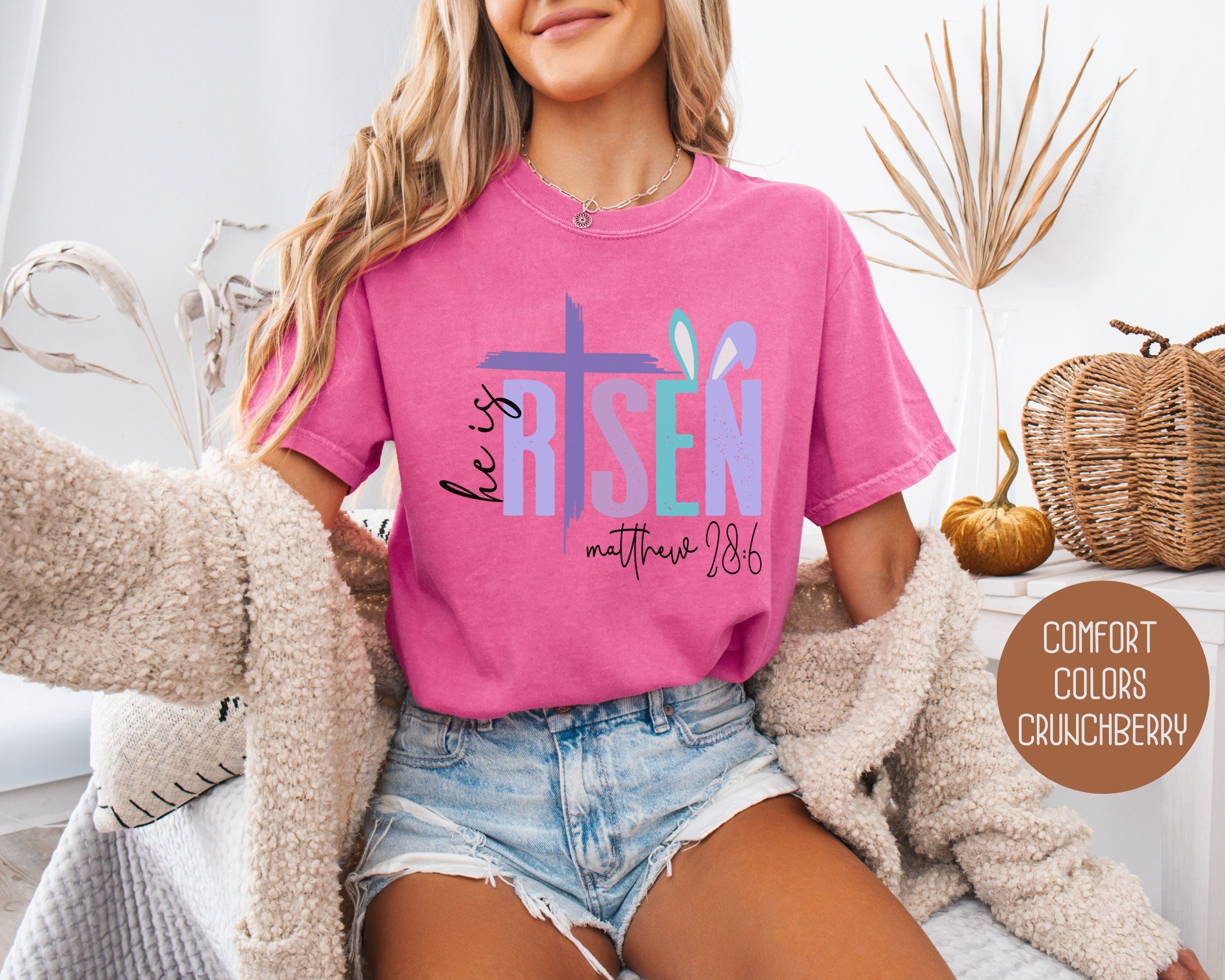 He Is Risen Comfort Colors Easter Shirt-1