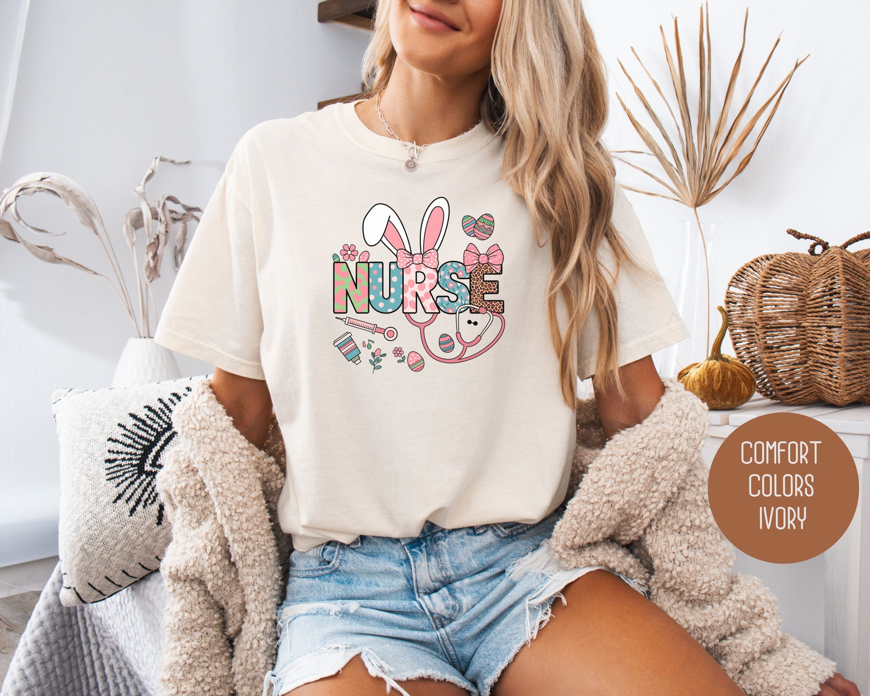 Easter Nurse Comfort Colors Shirt-1