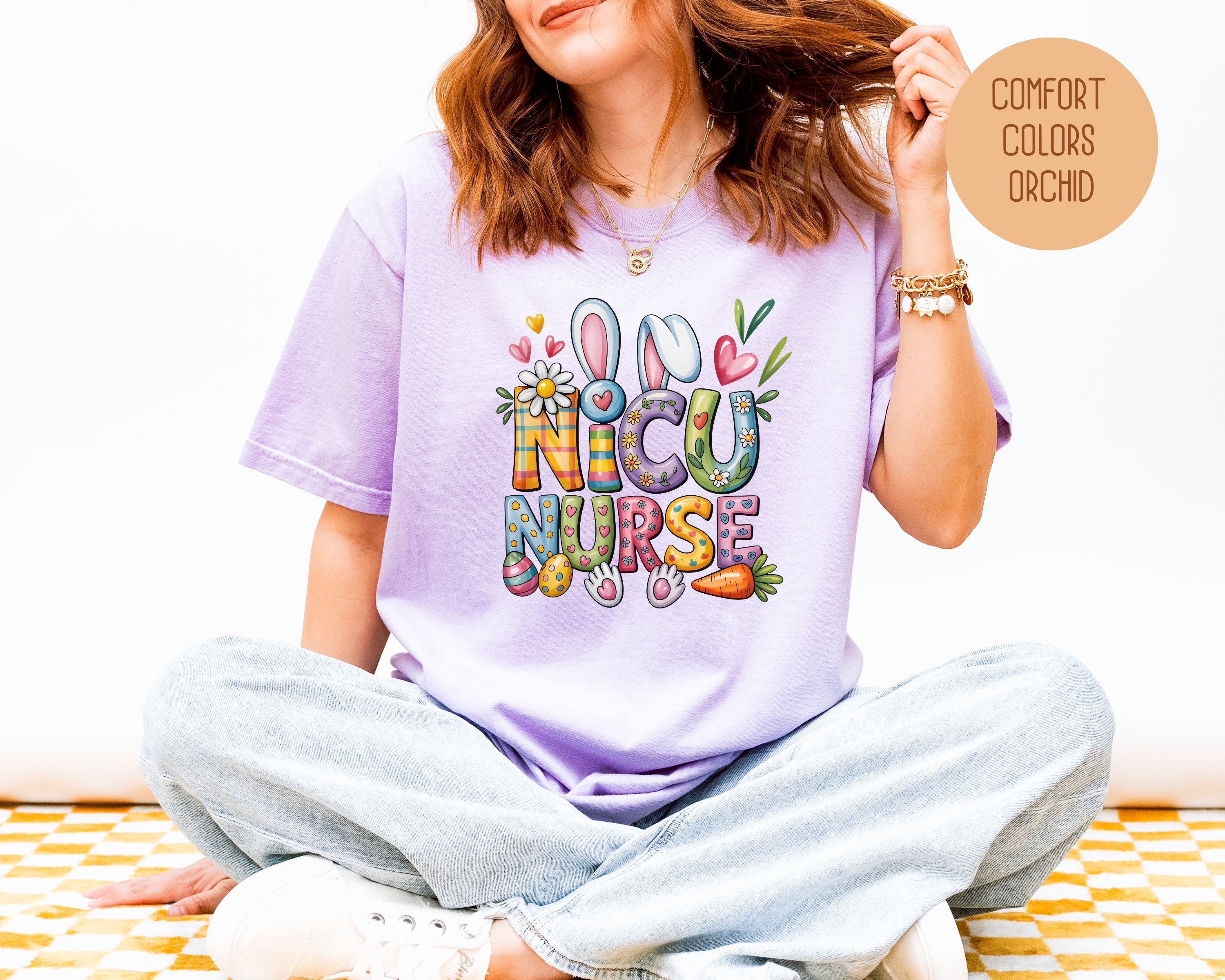 NICU Easter Nurse Comfort Colors Shirt-11