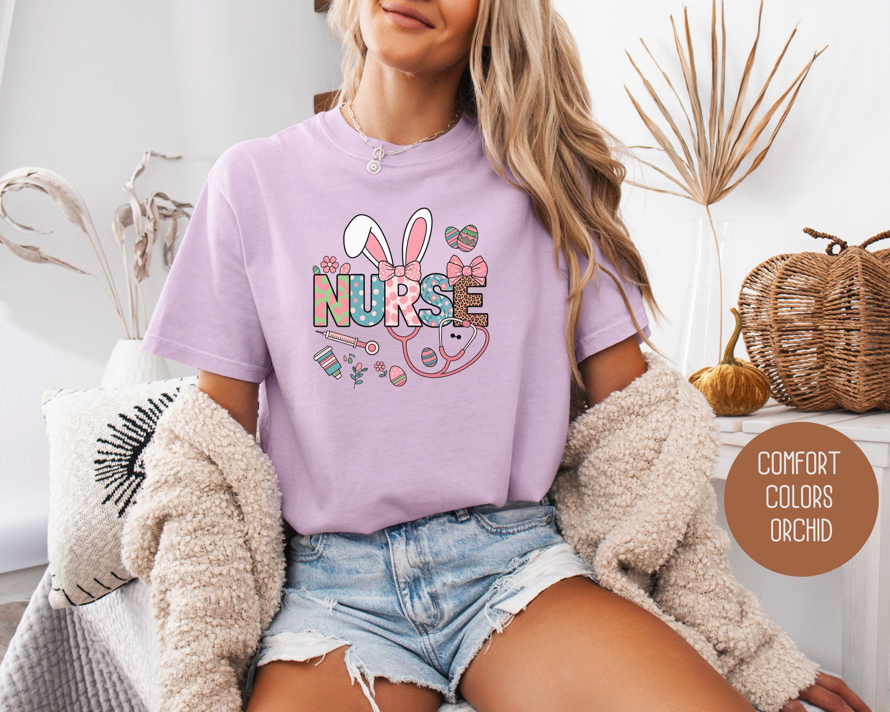 Easter Nurse Comfort Colors Shirt-8