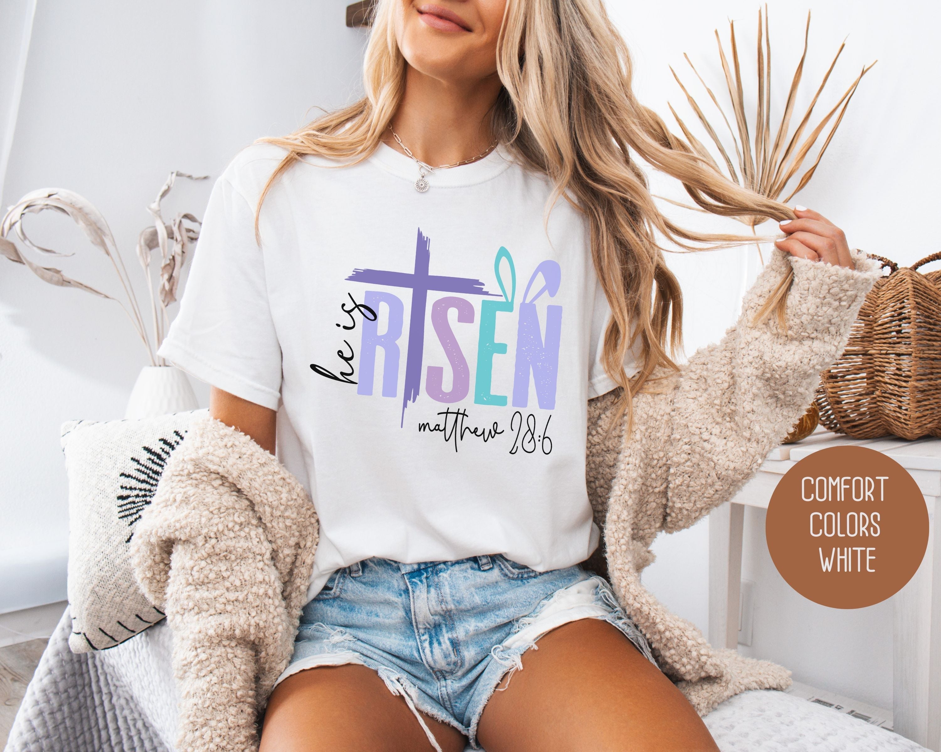 He Is Risen Comfort Colors Easter Shirt-5