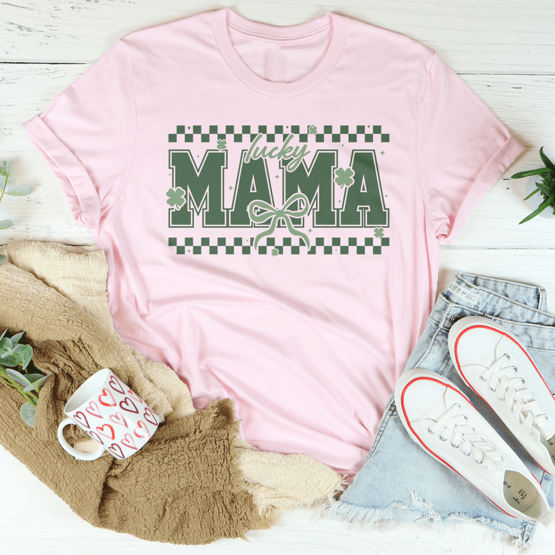 Lucky Mama Tee in soft cotton jersey with short sleeves, retail fit, and lightweight unisex design